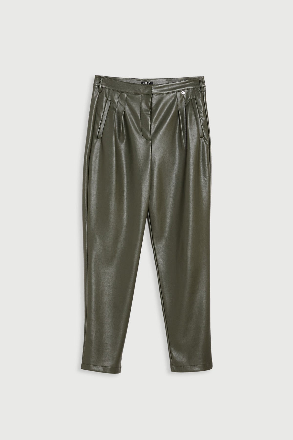 Liu Jo Çift Pileli Yüksek Bel Deri Pantolon-Libas Trendy Fashion Store