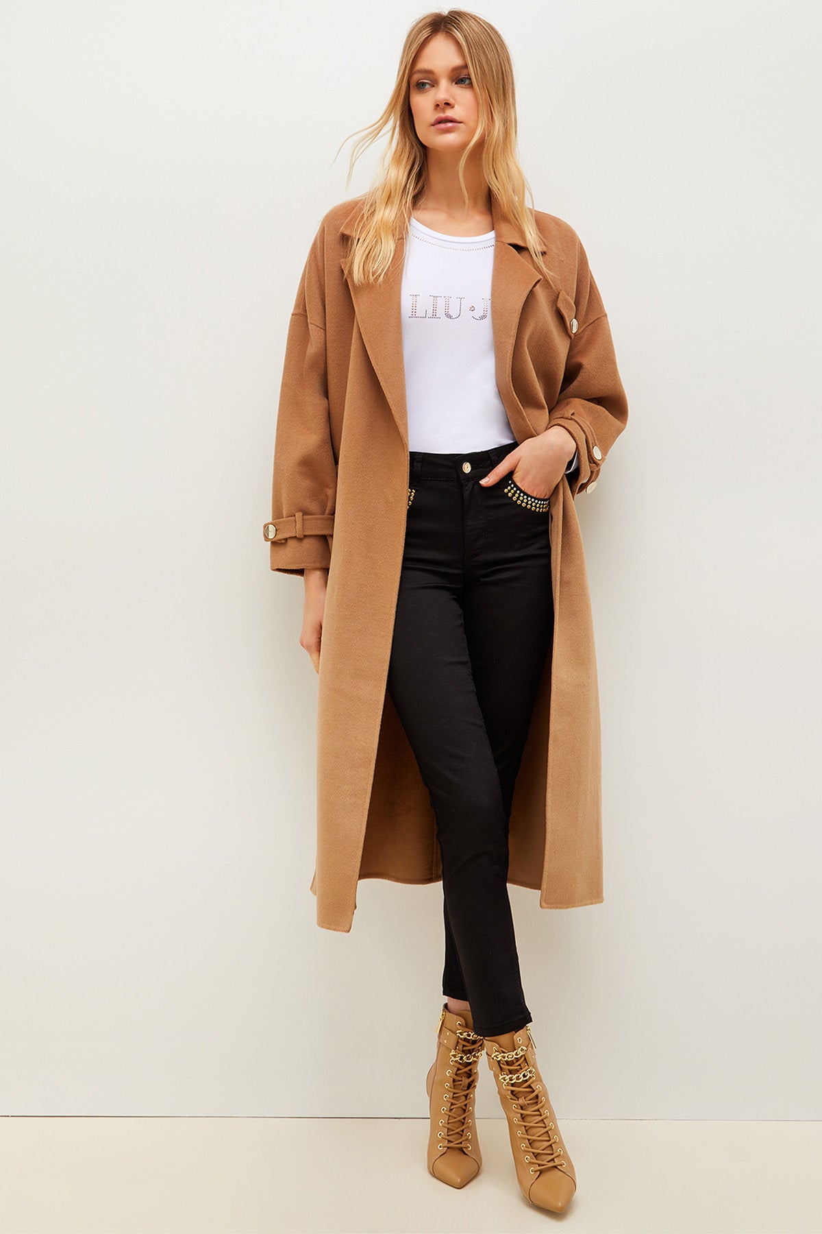 Liu Jo Kuşaklı Yün Kaban-Libas Trendy Fashion Store