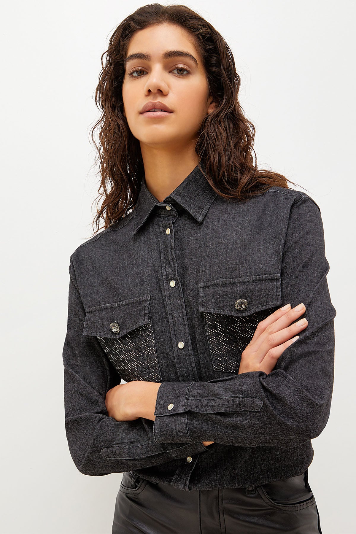 Liu Jo Cep Detaylı Denim Gömlek-Libas Trendy Fashion Store