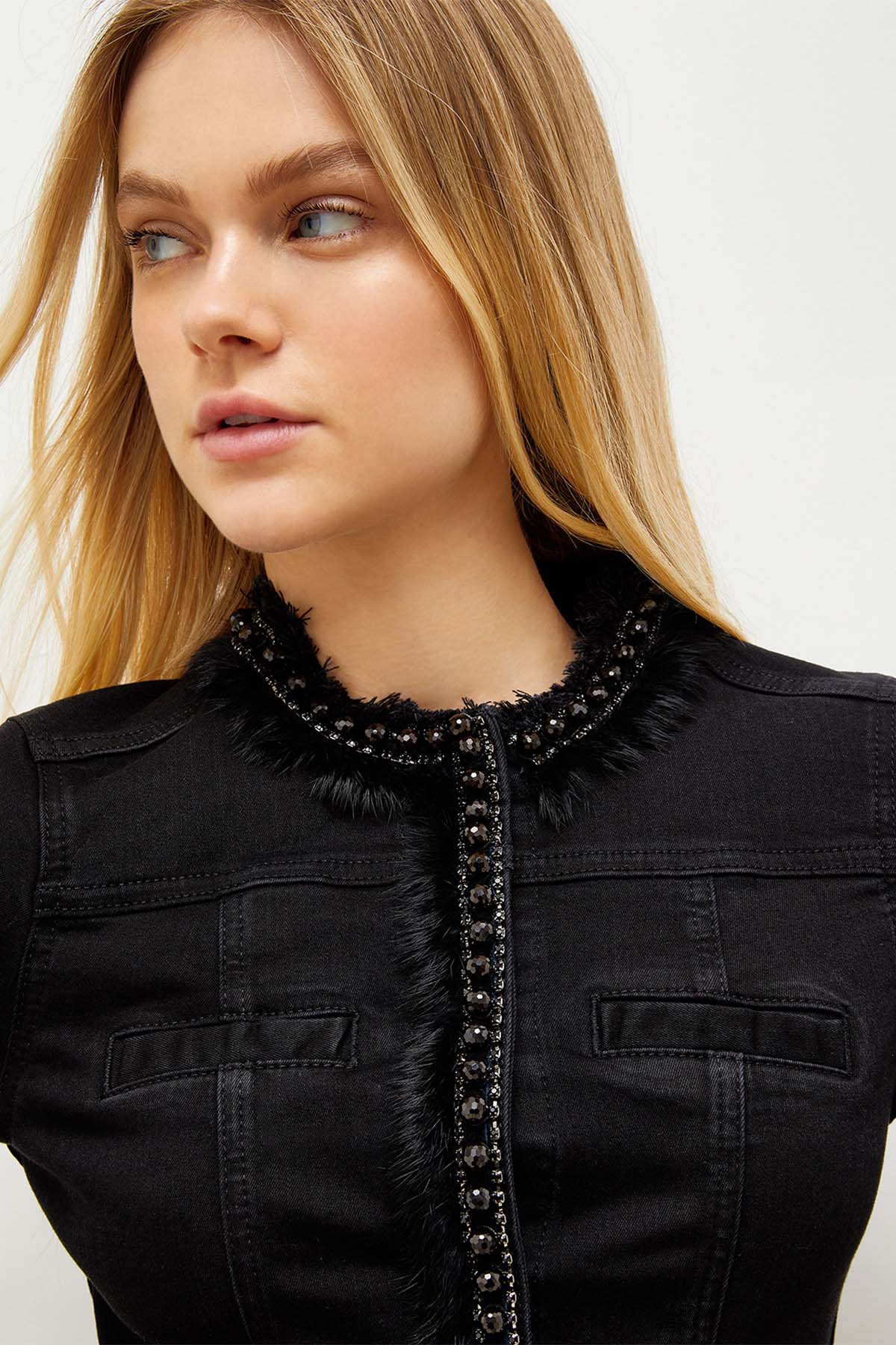 Liu Jo Zincir Aksesuarlı Streç Denim Ceket-Libas Trendy Fashion Store