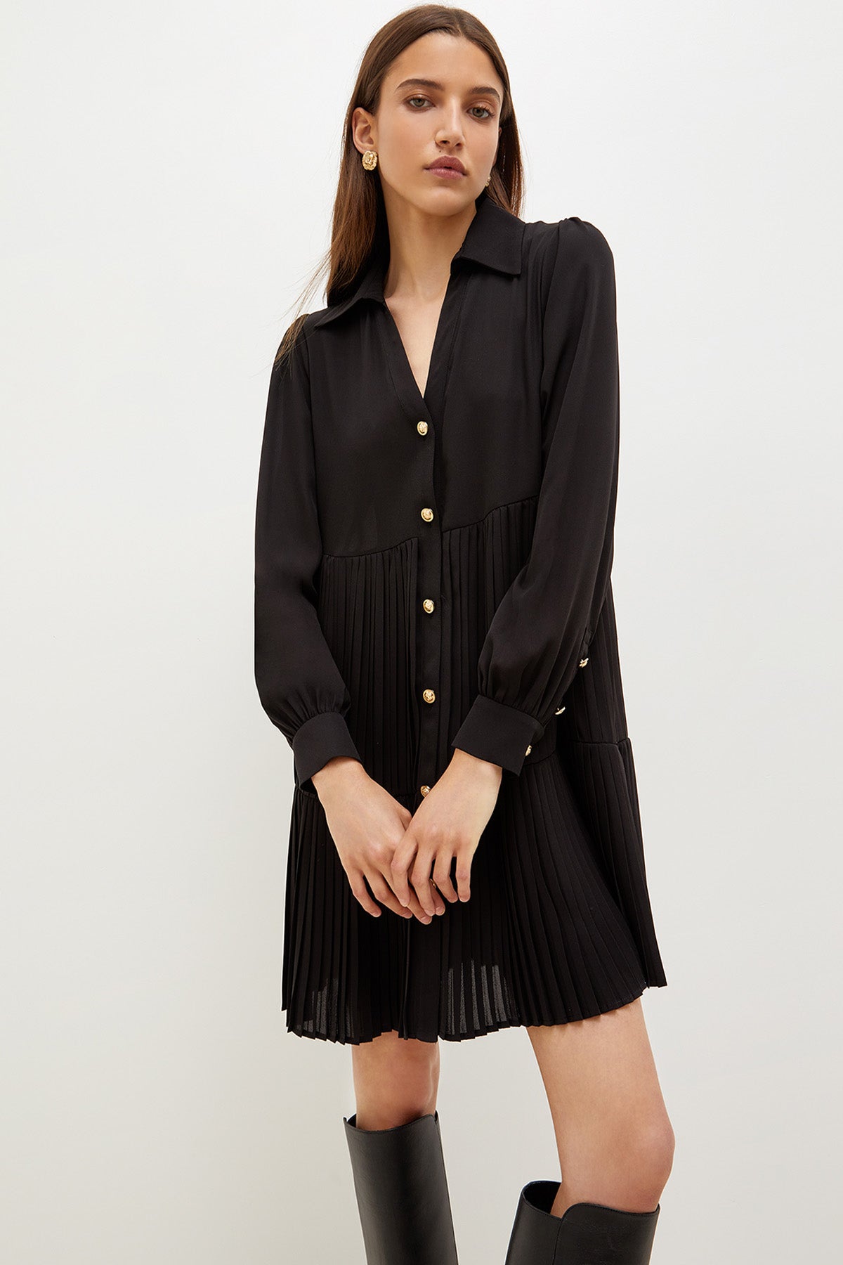 Liu Jo Klasik Yaka Piliseli Mini Gömlek Elbise-Libas Trendy Fashion Store