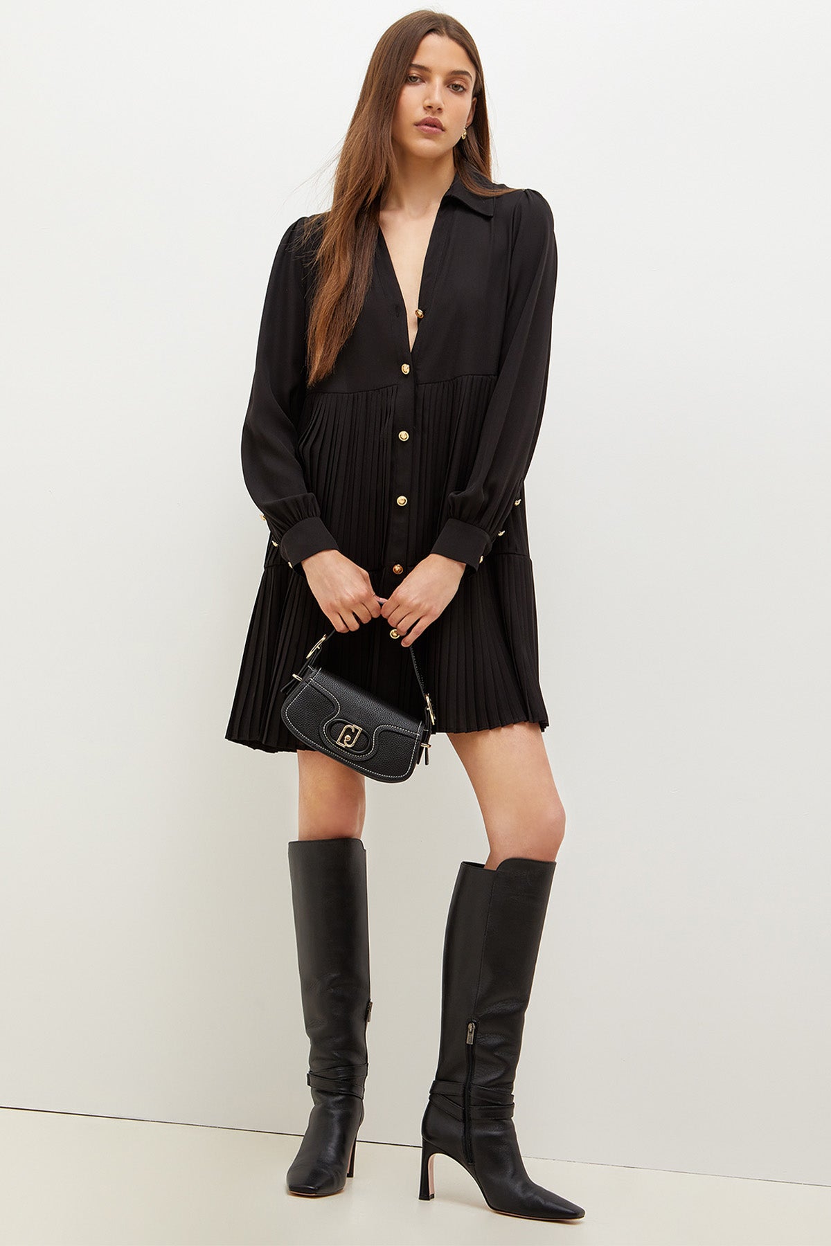 Liu Jo Klasik Yaka Piliseli Mini Gömlek Elbise-Libas Trendy Fashion Store