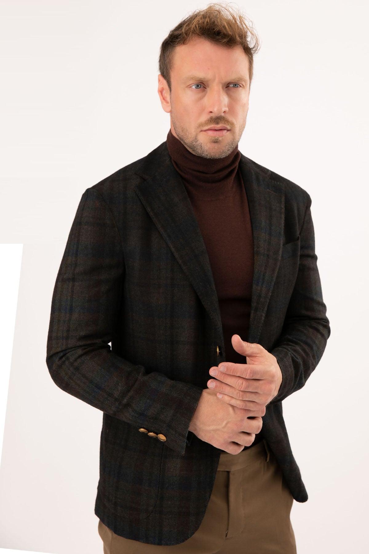 The Gigi Ekose Desenli Yün Blazer Ceket