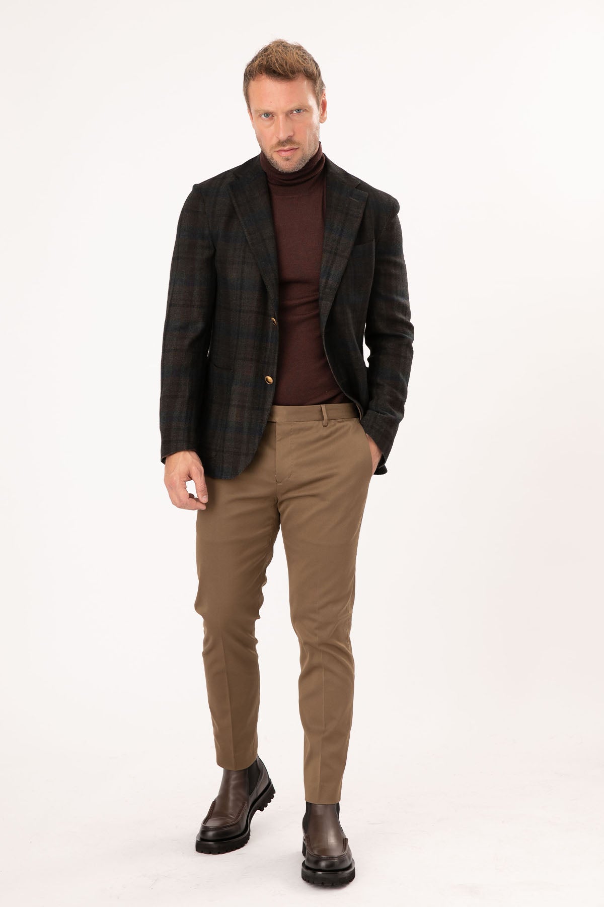 The Gigi Ekose Desenli Yün Blazer Ceket