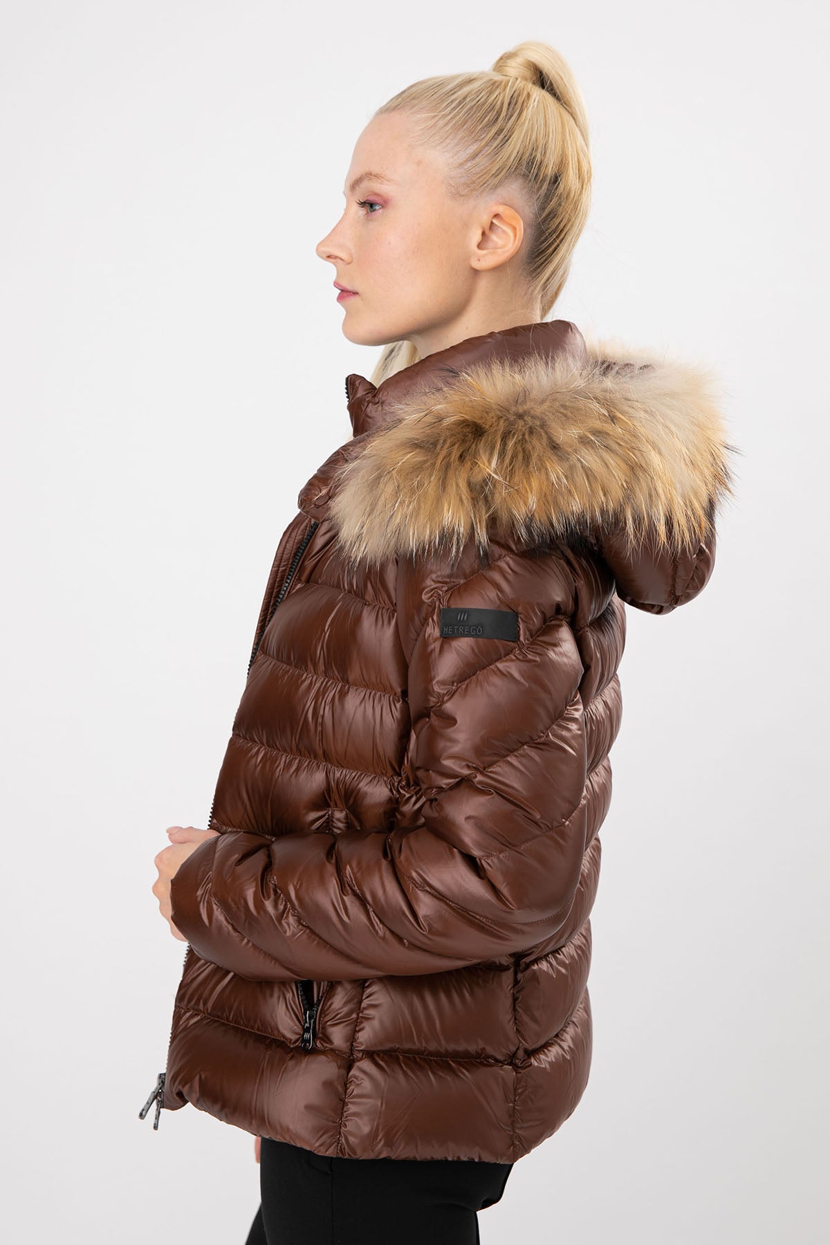 Hetrego Holly Slim Fit Kürklü Kapüşonlu Puffer Mont-Libas Trendy Fashion Store