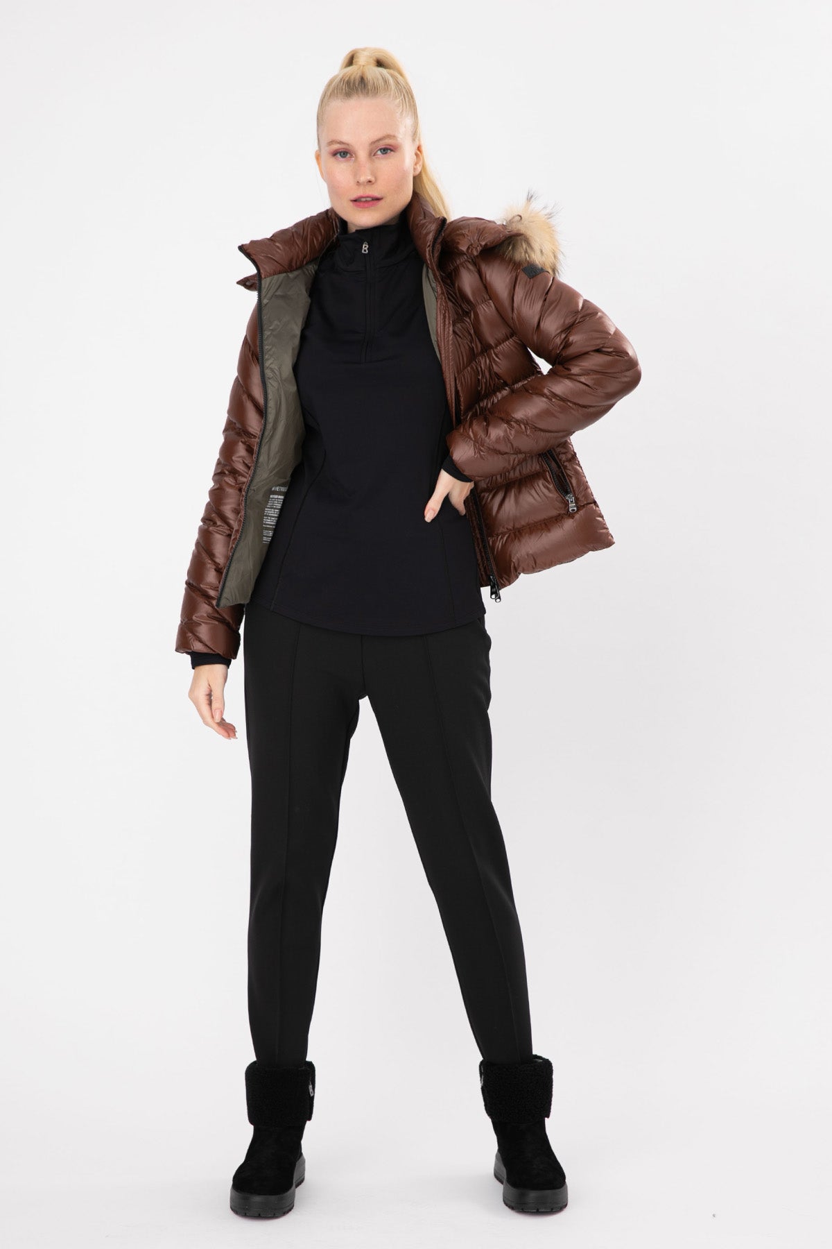 Hetrego Holly Slim Fit Kürklü Kapüşonlu Puffer Mont-Libas Trendy Fashion Store