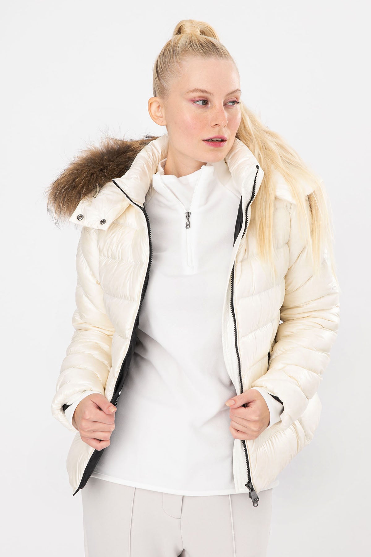 Hetrego Holly Slim Fit Kürklü Kapüşonlu Puffer Mont-Libas Trendy Fashion Store