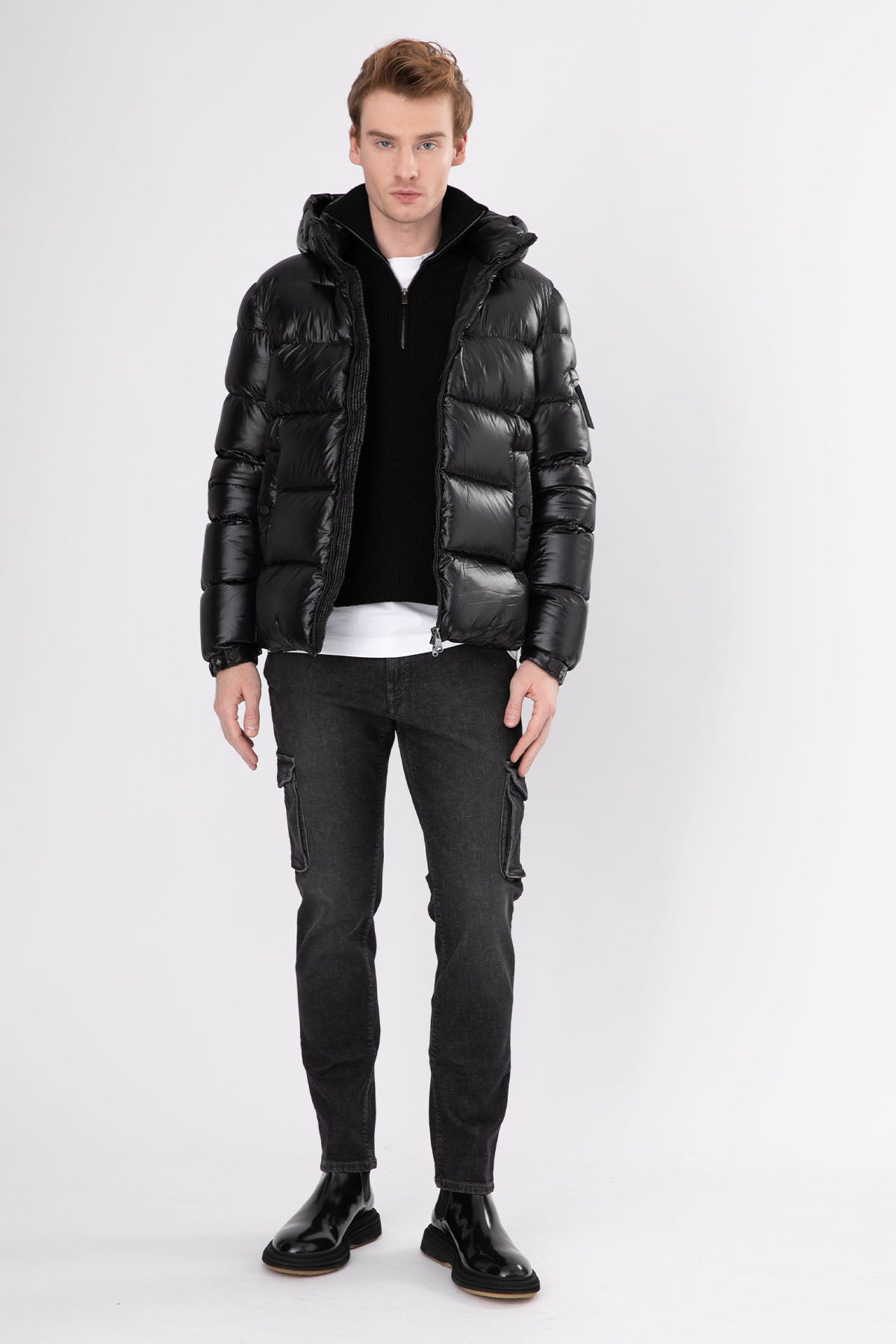 Hetrego Scott Kapüşonlu Parlak Siyah Puffer Mont-Libas Trendy Fashion Store