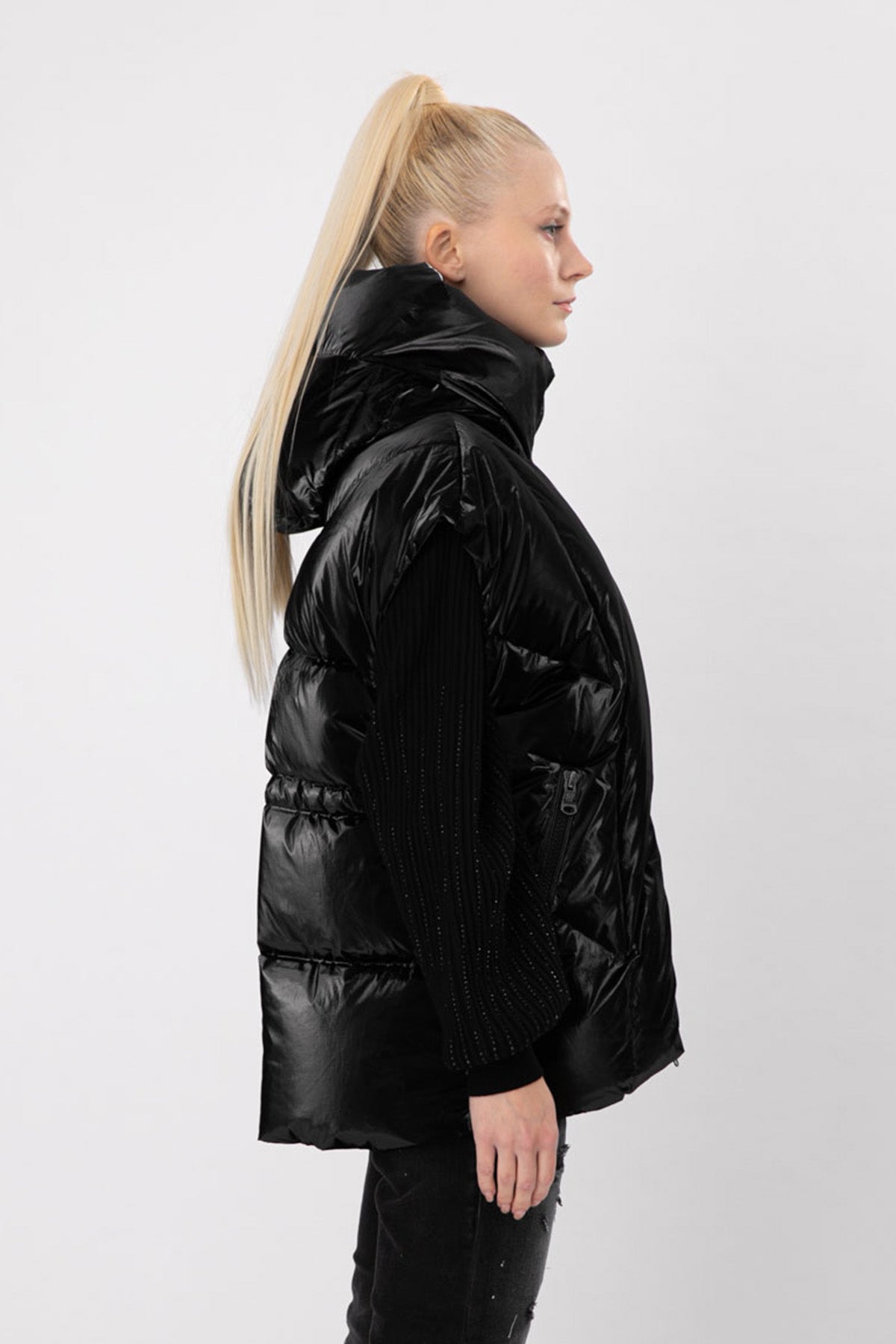 Hetrego Mindy Kapüşonlu Parlak Puffer Yelek-Libas Trendy Fashion Store