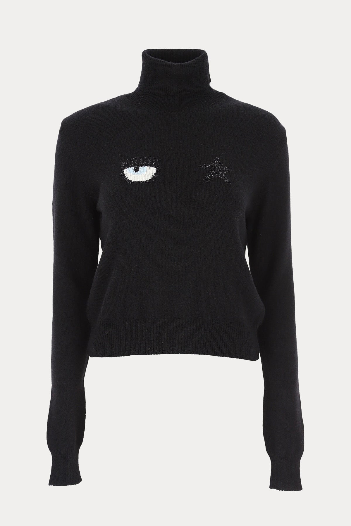 Chiara Ferragni Logolu Kaşmir Karışımlı Yün Balıkçı Yaka Triko-Libas Trendy Fashion Store