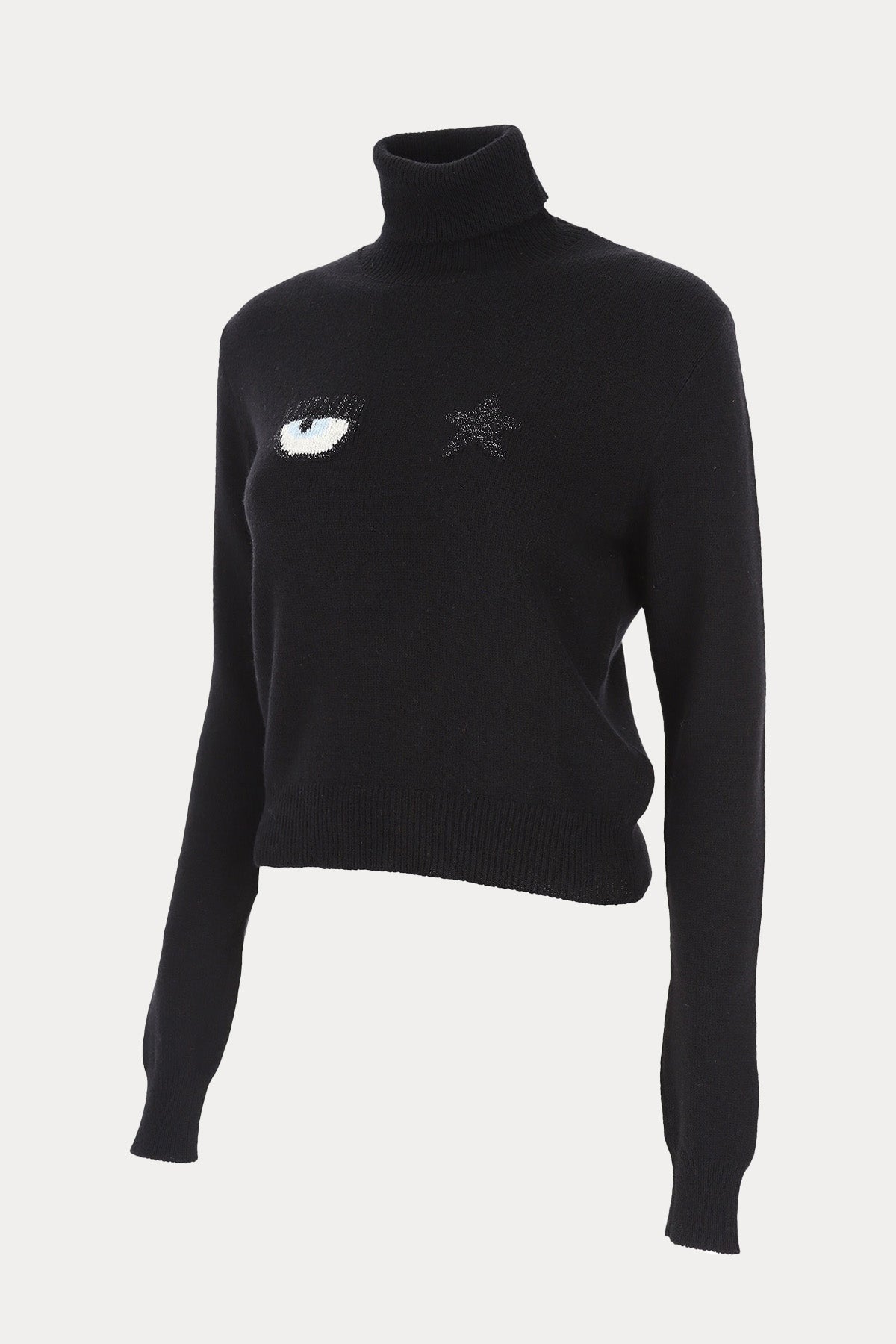 Chiara Ferragni Logolu Kaşmir Karışımlı Yün Balıkçı Yaka Triko-Libas Trendy Fashion Store