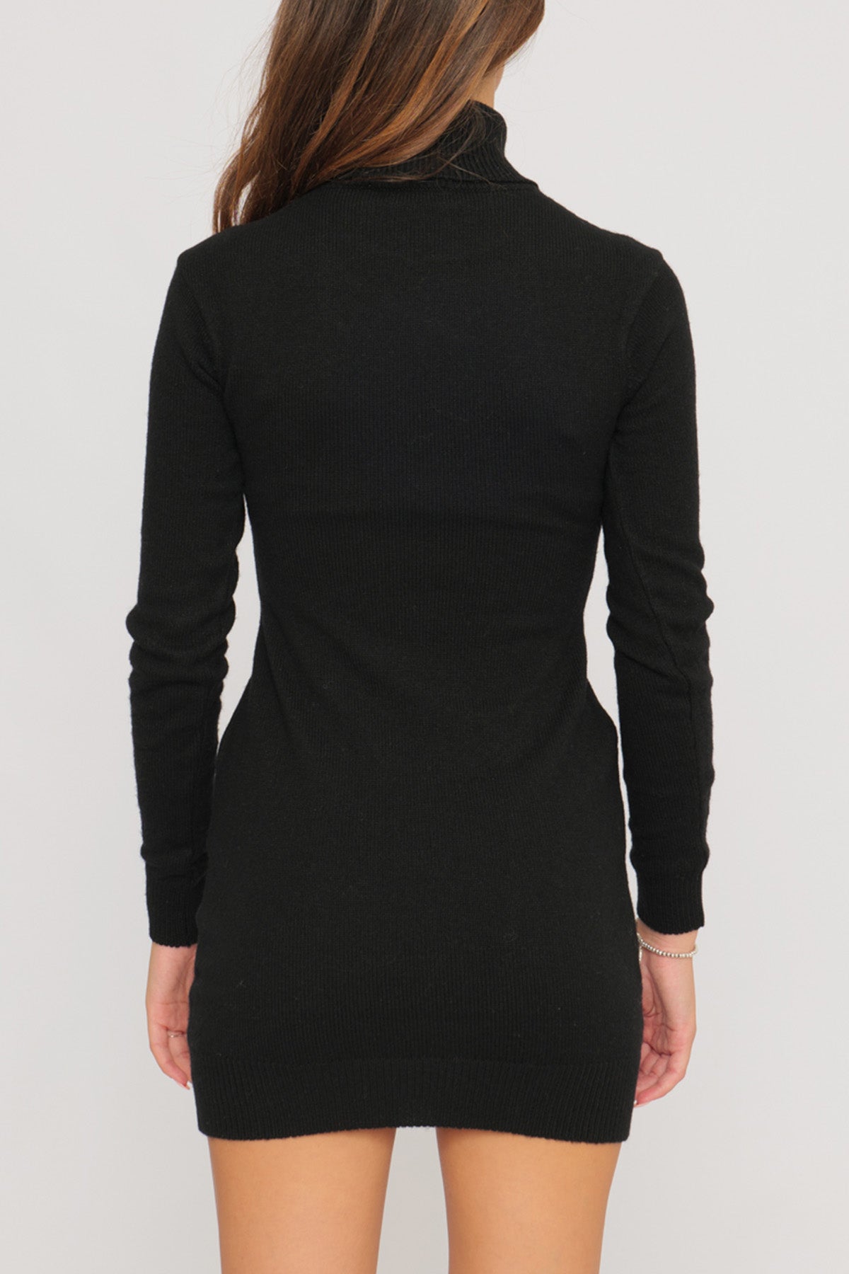 Chiara Ferragni Balıkçı Yaka Logolu Kaşmirli Mini Yün Elbise-Libas Trendy Fashion Store