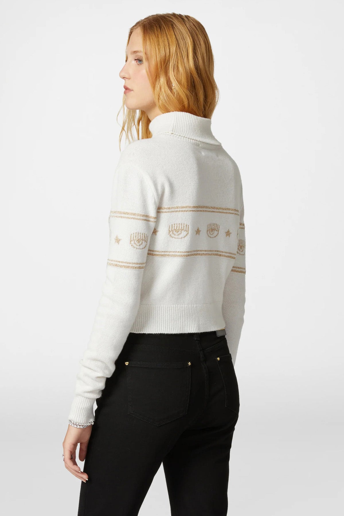 Chiara Ferragni Balıkçı Yaka Logolu Kaşmir Karışımlı Yün Örgü Triko-Libas Trendy Fashion Store