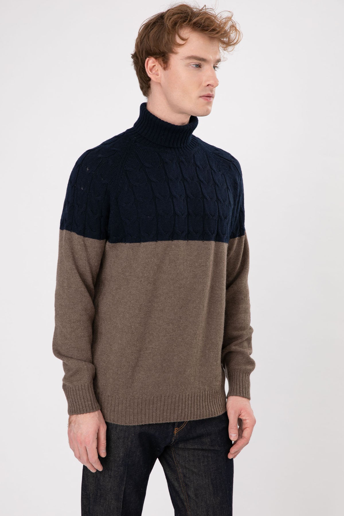 Gran Sasso Balıkçı Yaka Saç Örgü Yün Triko-Libas Trendy Fashion Store