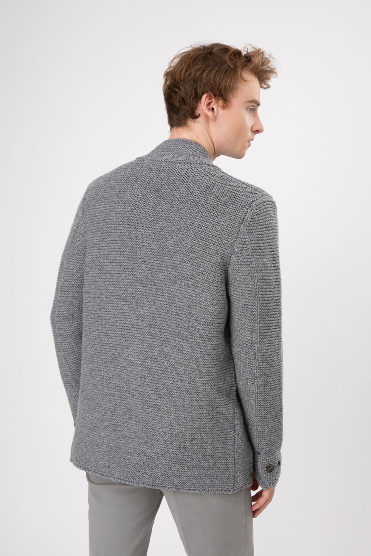 Gran Sasso Dik Yaka Kalın Örgü Yün Triko Ceket-Libas Trendy Fashion Store