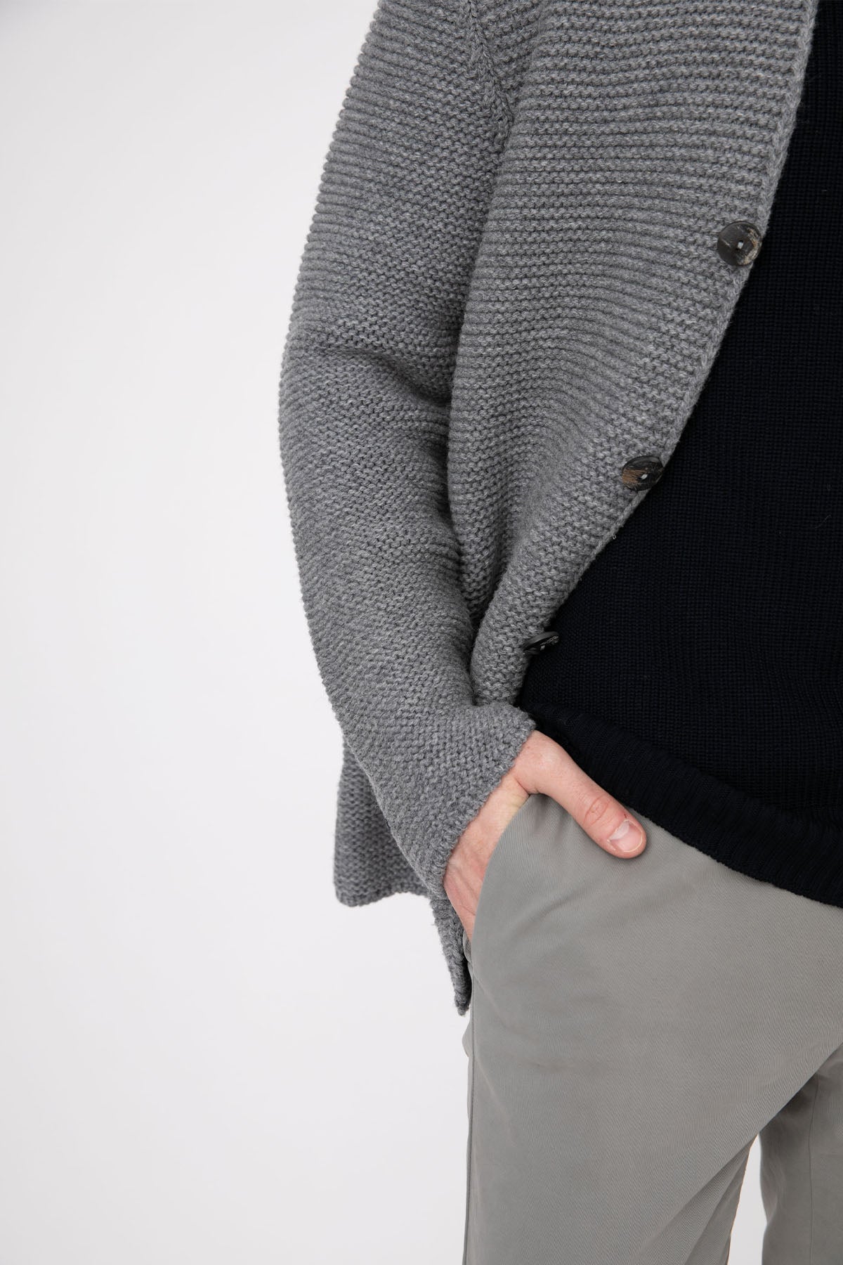 Gran Sasso Dik Yaka Kalın Örgü Yün Triko Ceket-Libas Trendy Fashion Store