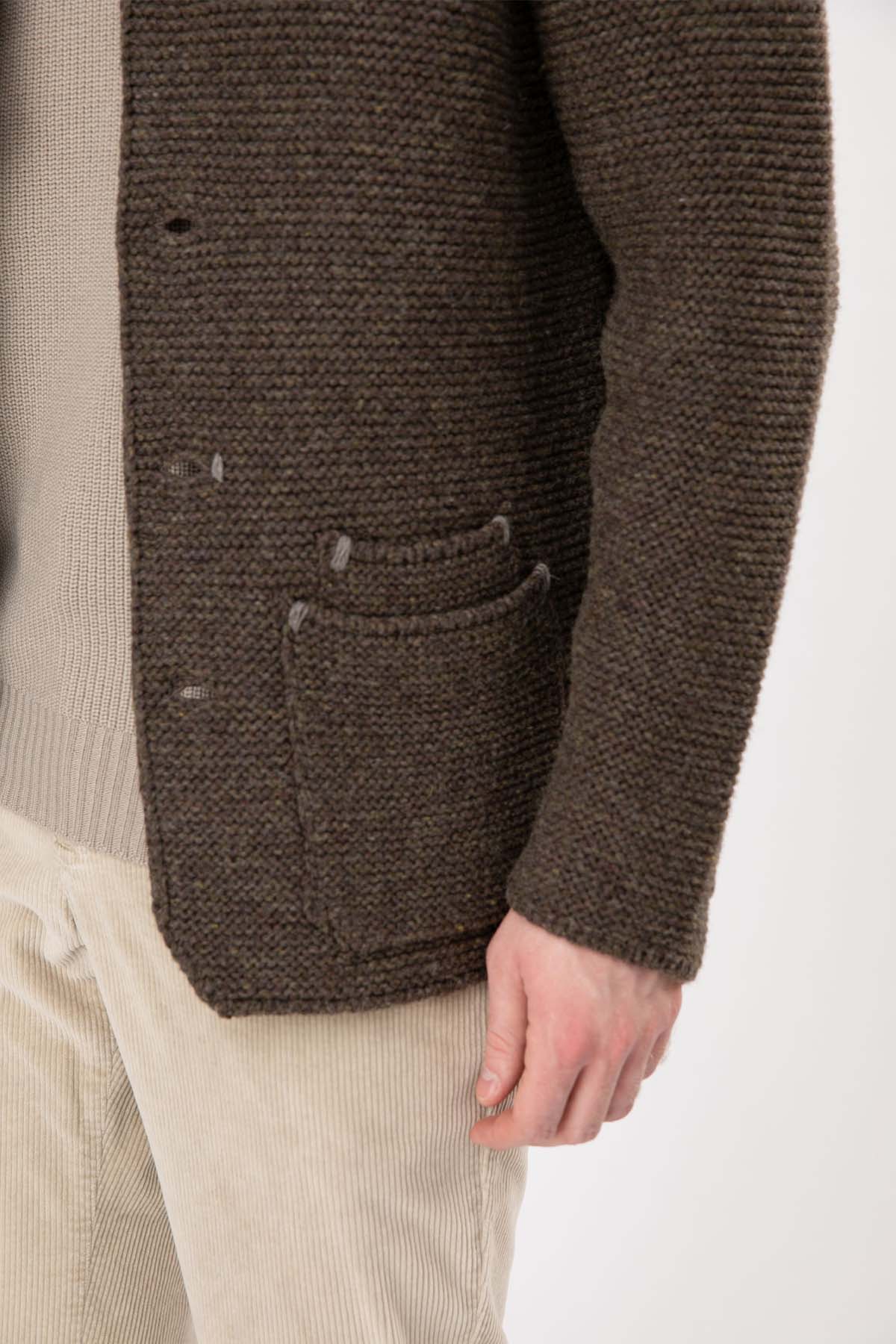 Gran Sasso Dik Yaka Kalın Örgü Yün Triko Ceket-Libas Trendy Fashion Store