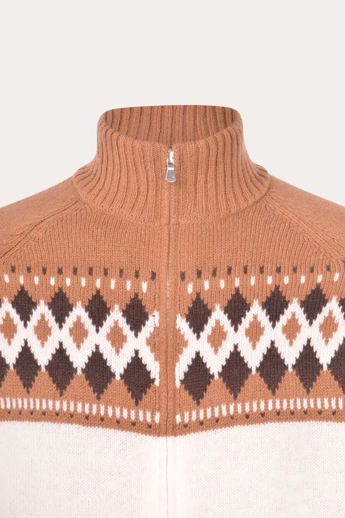 Gran Sasso Dik Yaka Yün Örgü Triko Ceket-Libas Trendy Fashion Store