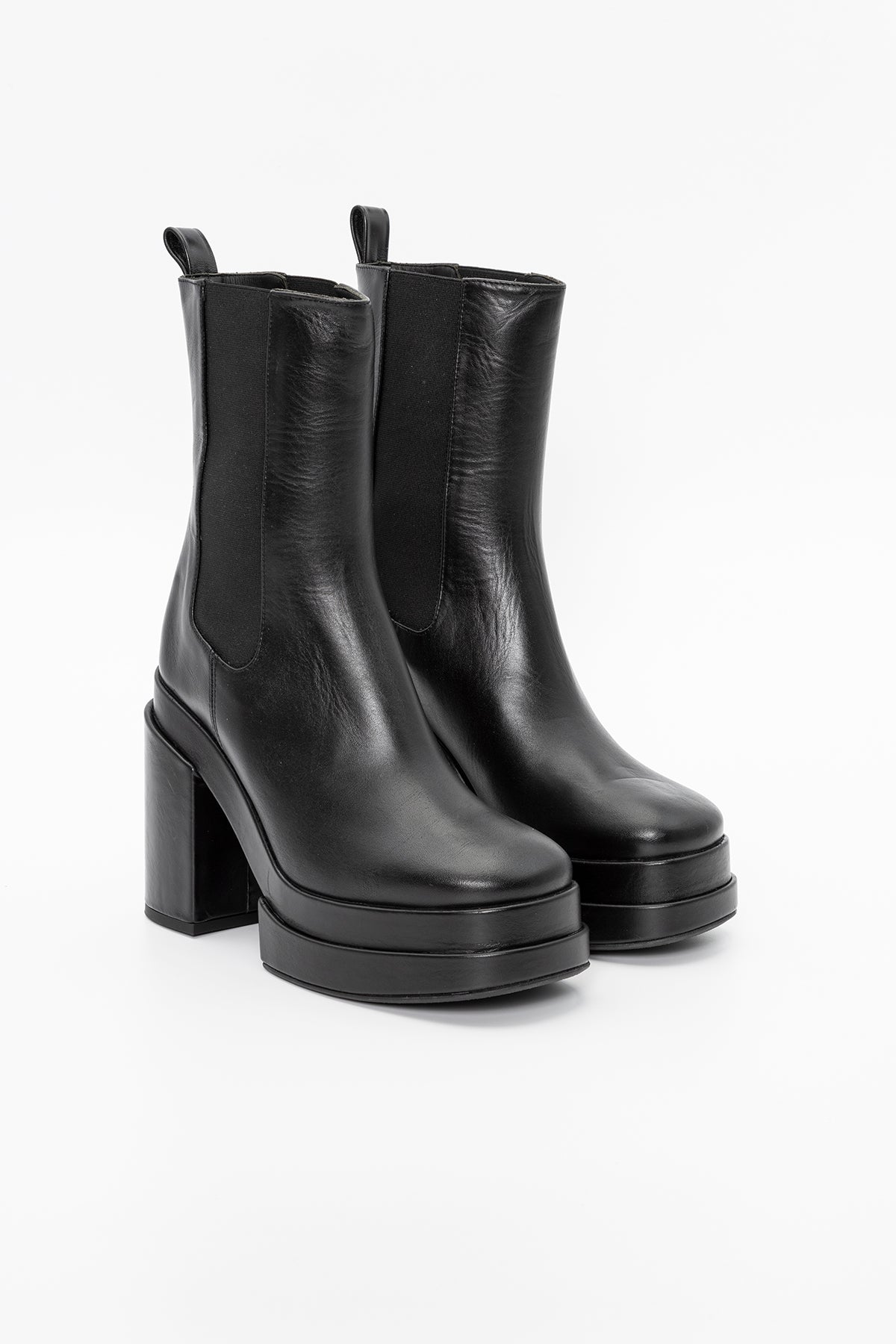 Paloma Barcelo Simon Lastik Bantlı Küt Burun Deri Bot-Libas Trendy Fashion Store