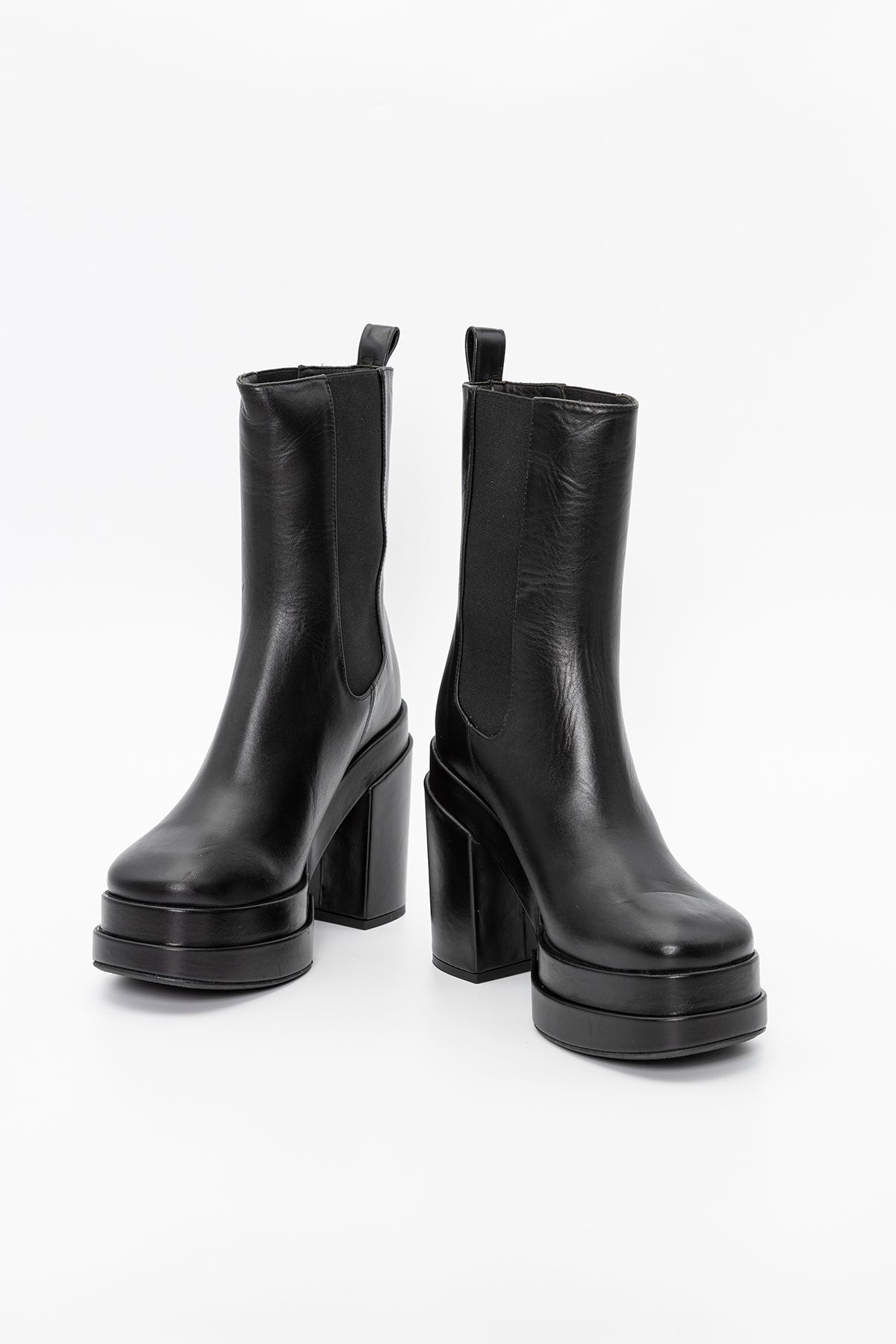 Paloma Barcelo Simon Lastik Bantlı Küt Burun Deri Bot-Libas Trendy Fashion Store