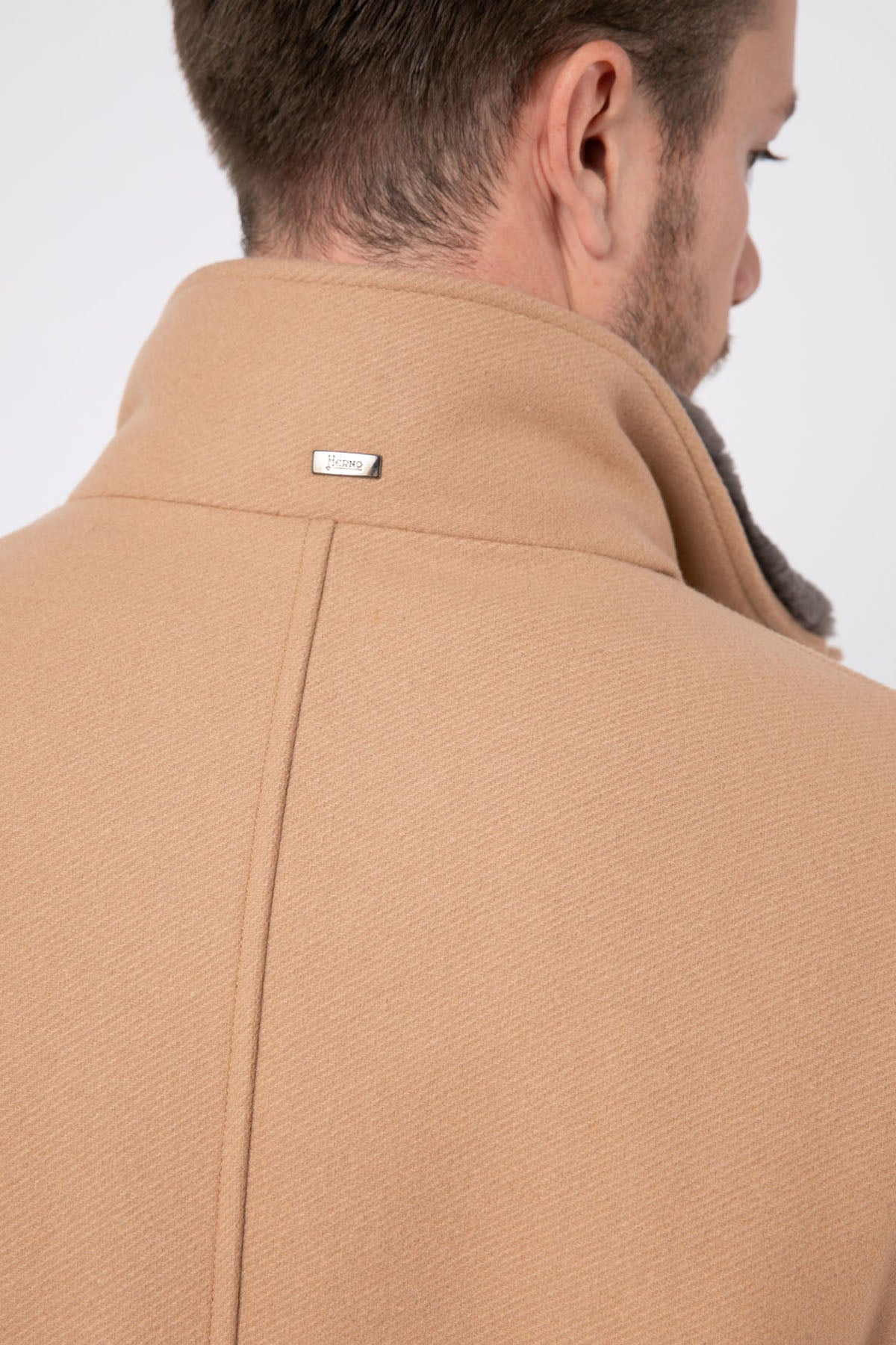 Herno Yakası Eko Kürklü Yün Kaban-Libas Trendy Fashion Store