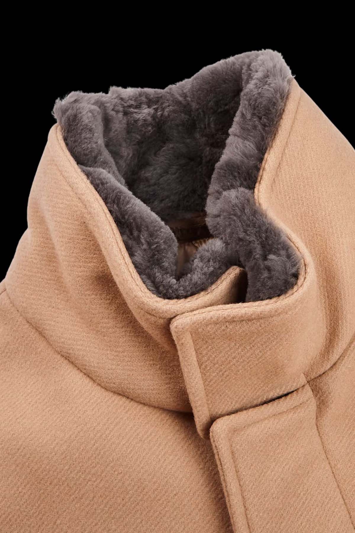 Herno Yakası Eko Kürklü Yün Kaban-Libas Trendy Fashion Store