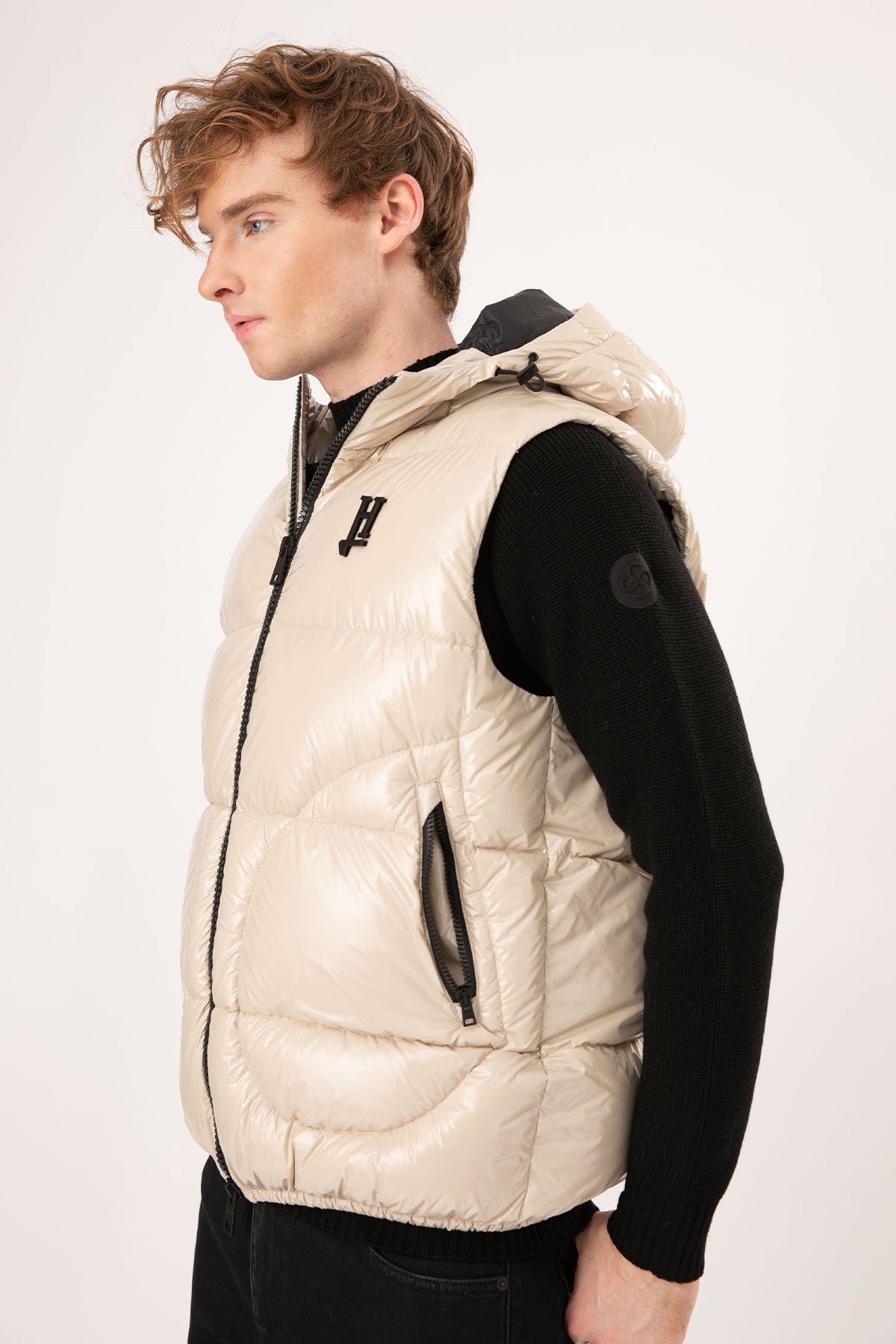 Herno Kapüşonlu Parlak Puffer Yelek-Libas Trendy Fashion Store