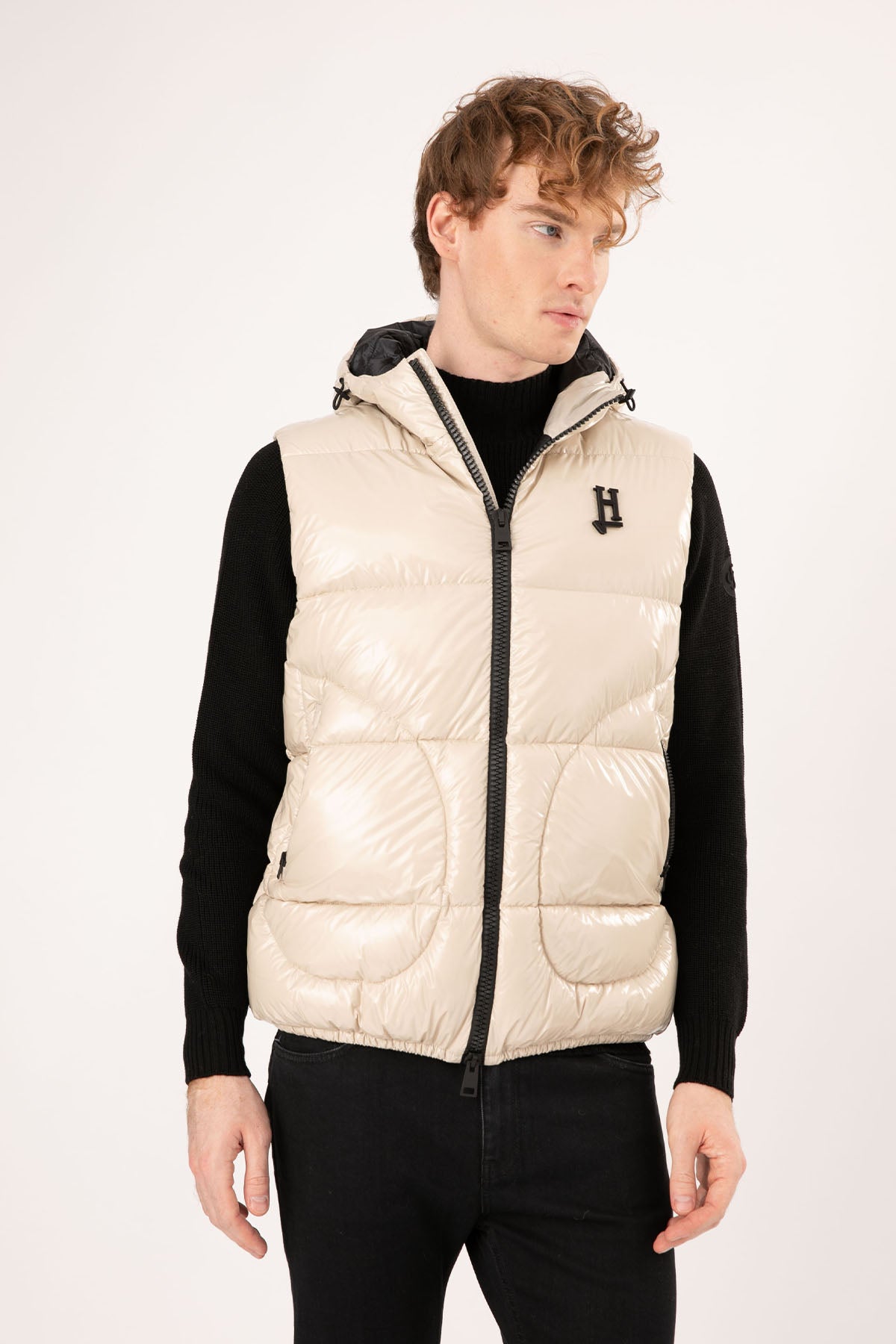 Herno Kapüşonlu Parlak Puffer Yelek-Libas Trendy Fashion Store