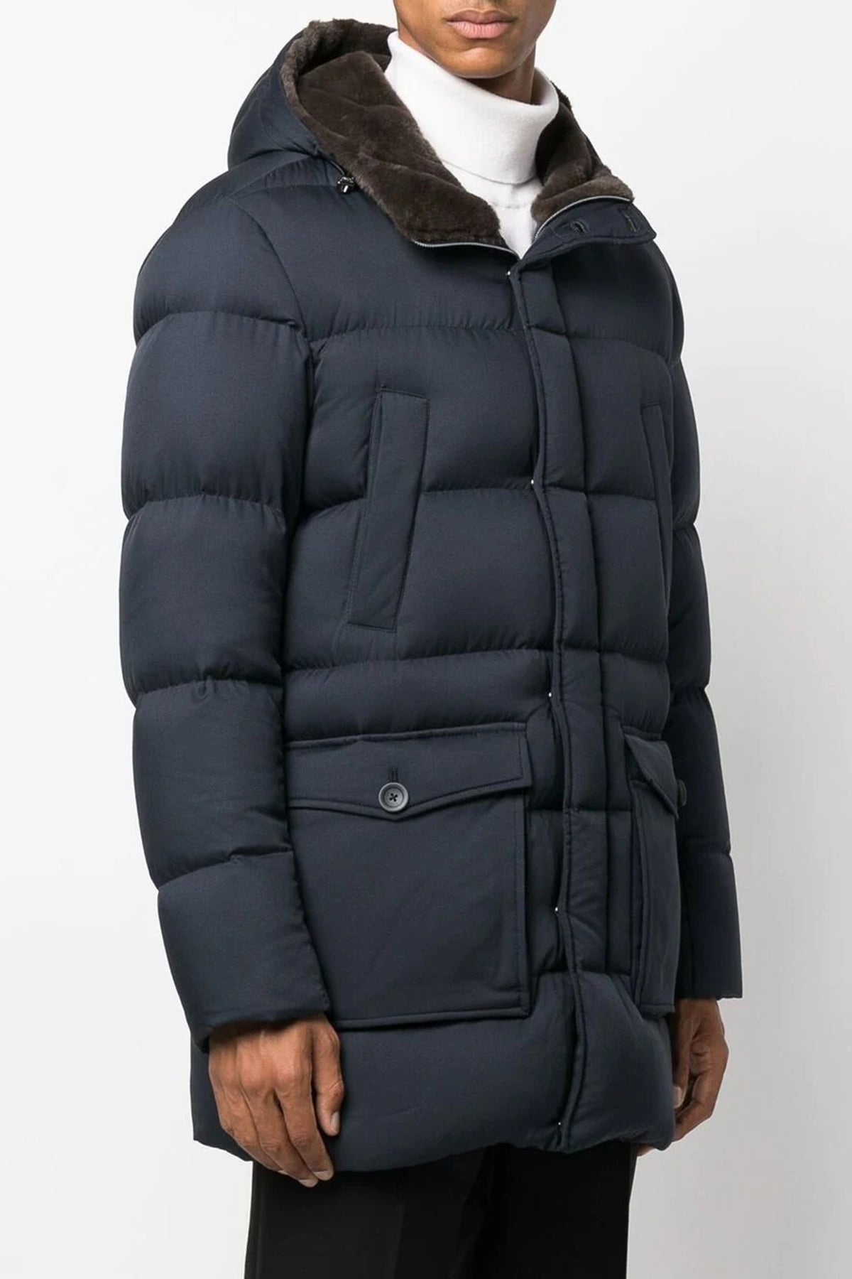 Herno İçi Kürklü Kapüşonlu Puffer Kaban-Libas Trendy Fashion Store