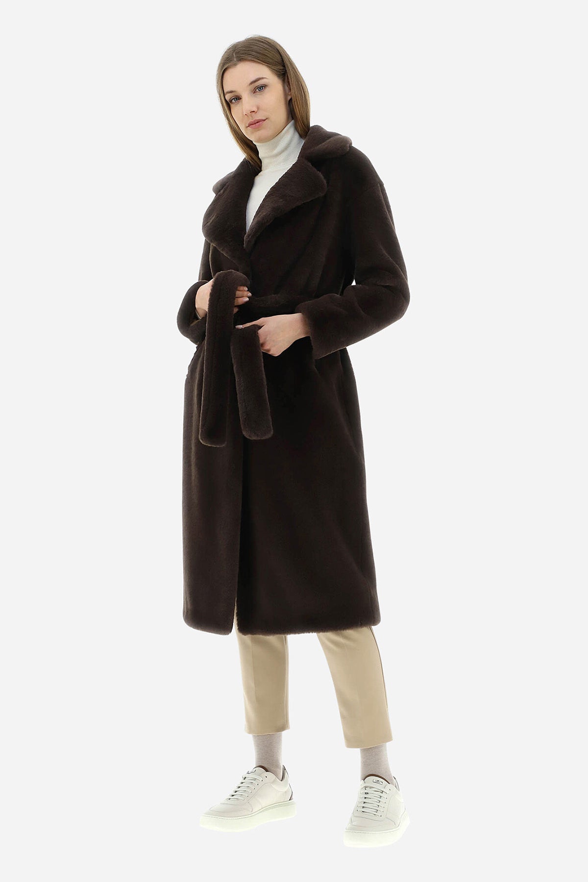 Herno Belden Kuşaklı Peluş Manto-Libas Trendy Fashion Store