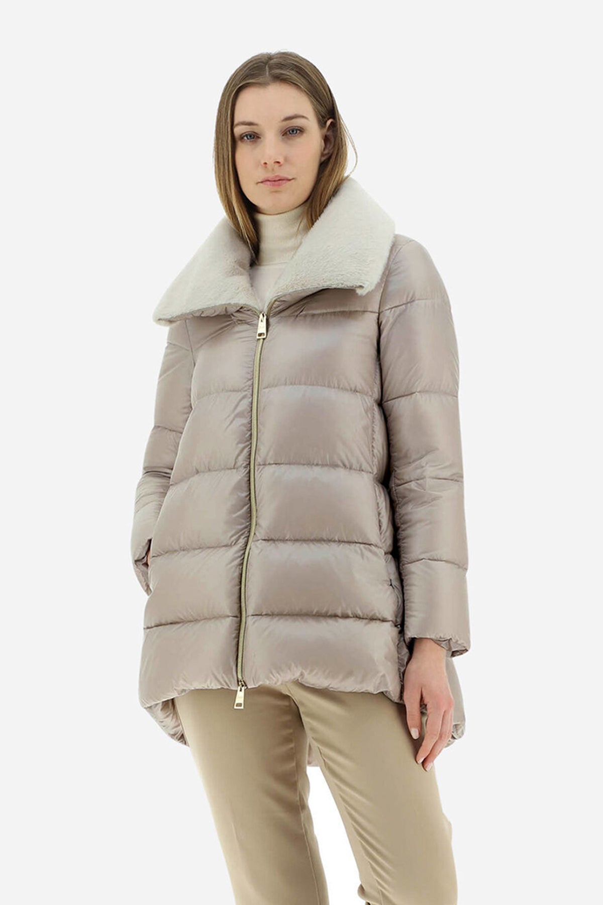 Herno Yakası Kürklü Puffer Kaban-Libas Trendy Fashion Store