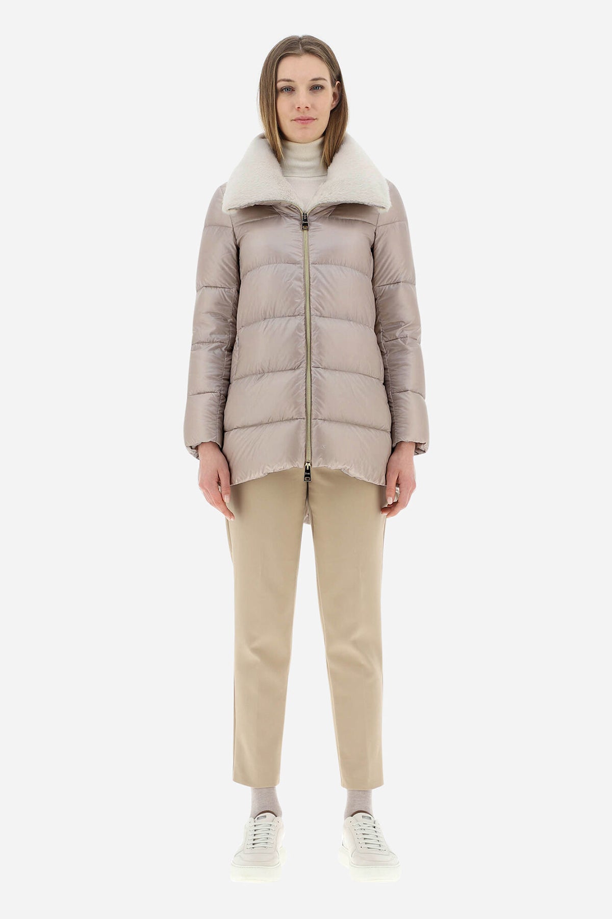 Herno Yakası Kürklü Puffer Kaban-Libas Trendy Fashion Store