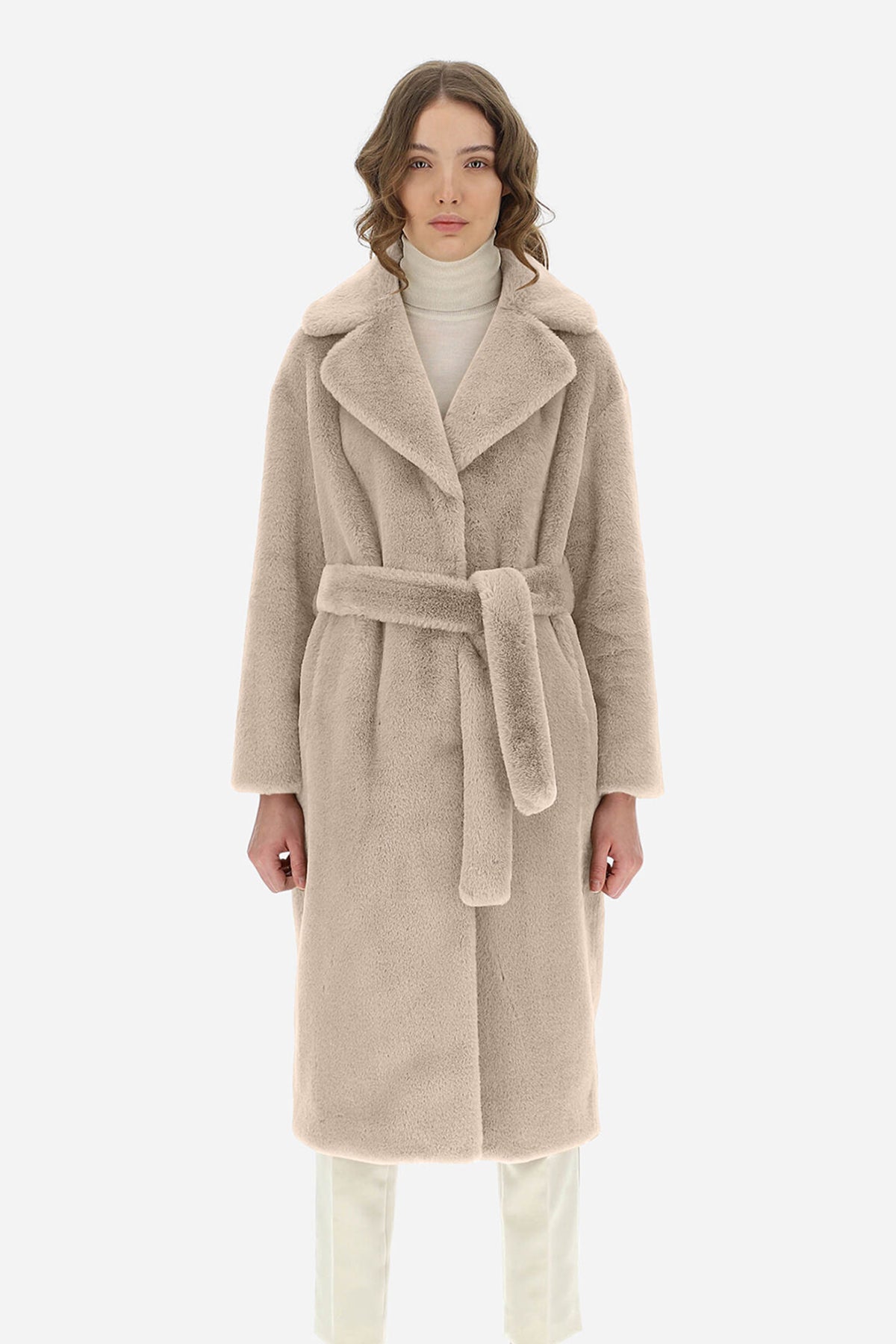 Herno Belden Kuşaklı Peluş Manto-Libas Trendy Fashion Store