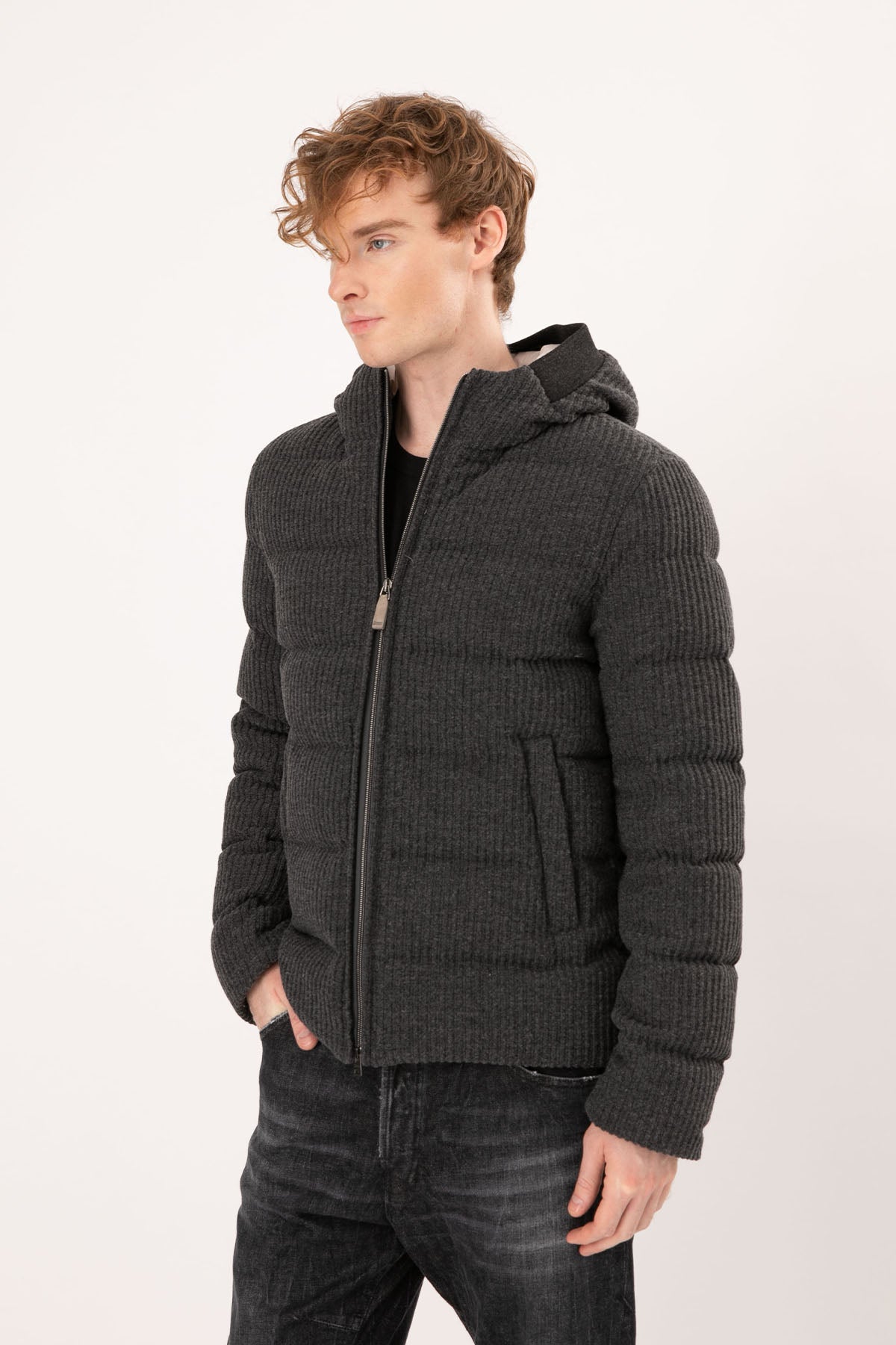 Herno Kapüşonlu Yün Puffer Mont-Libas Trendy Fashion Store