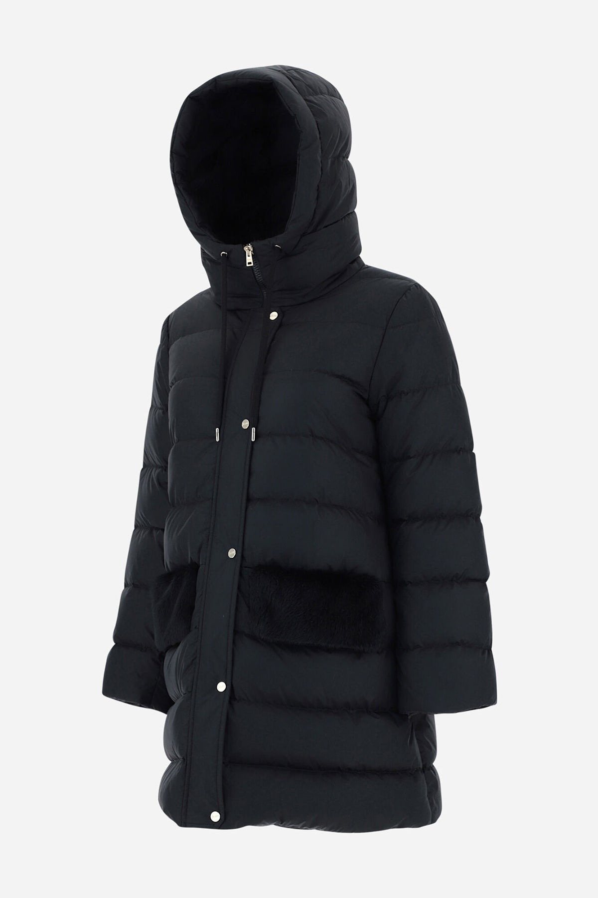 Herno Peluş Detaylı Kapüşonlu Puffer Kaban-Libas Trendy Fashion Store