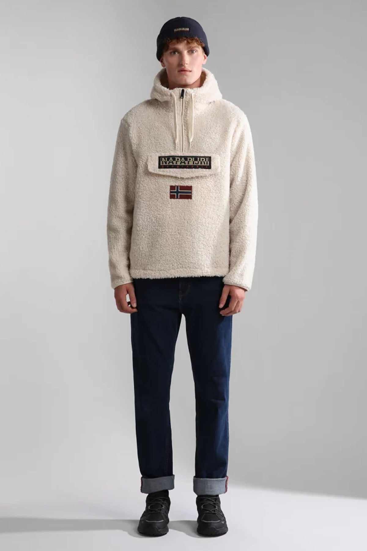 Napapijri Burgee Kanguru Cepli Kapüşonlu Unisex Polar Sweatshirt-Libas Trendy Fashion Store