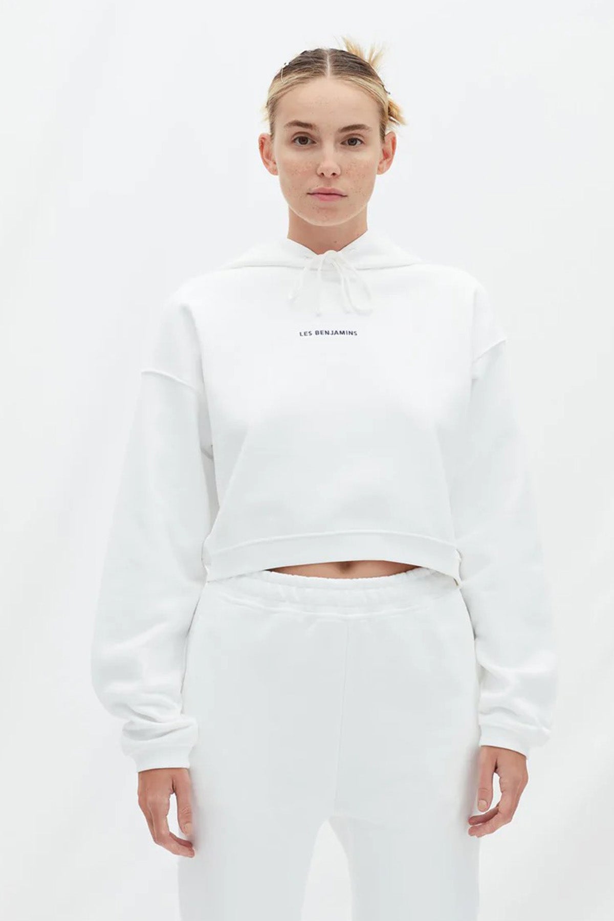 Les Benjamins Logolu Kapüşonlu Crop Sweatshirt-Libas Trendy Fashion Store