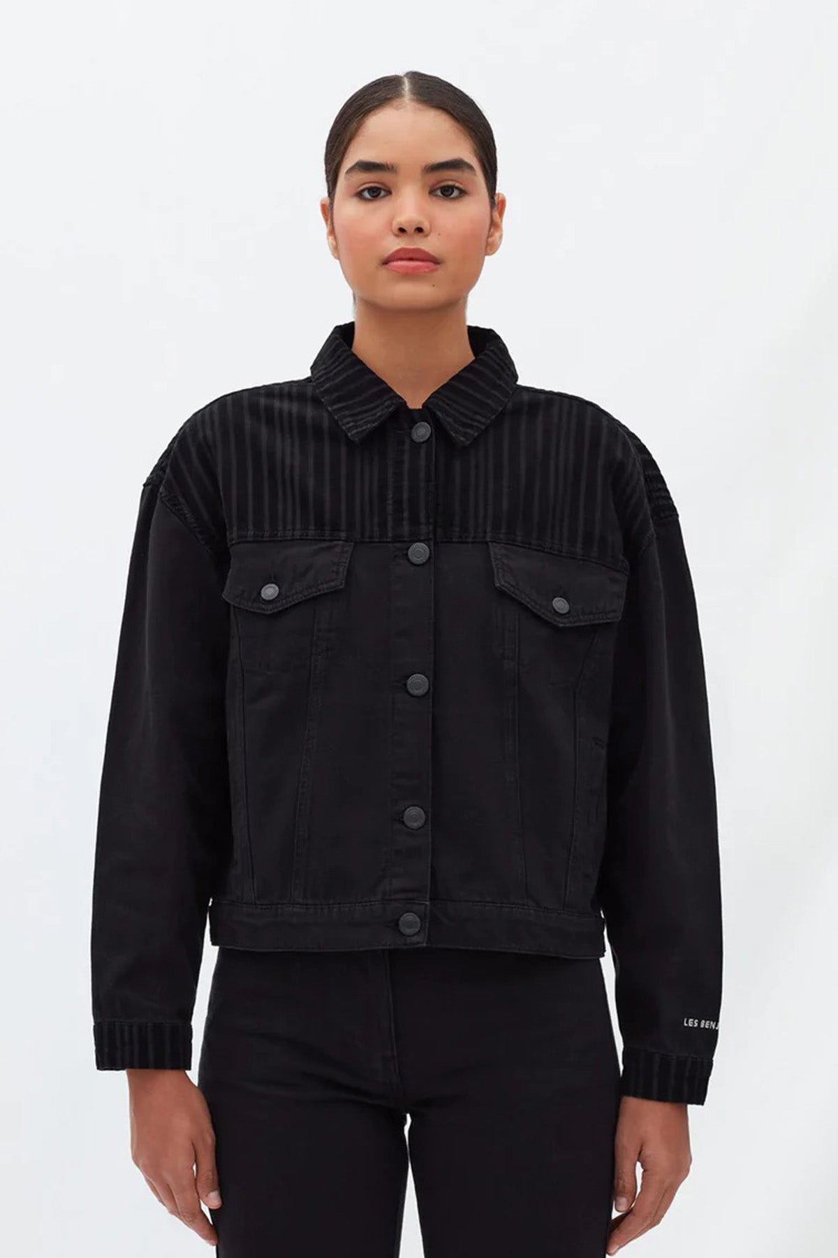Les Benjamins Fitilli Kadife Detaylı Denim Ceket-Libas Trendy Fashion Store