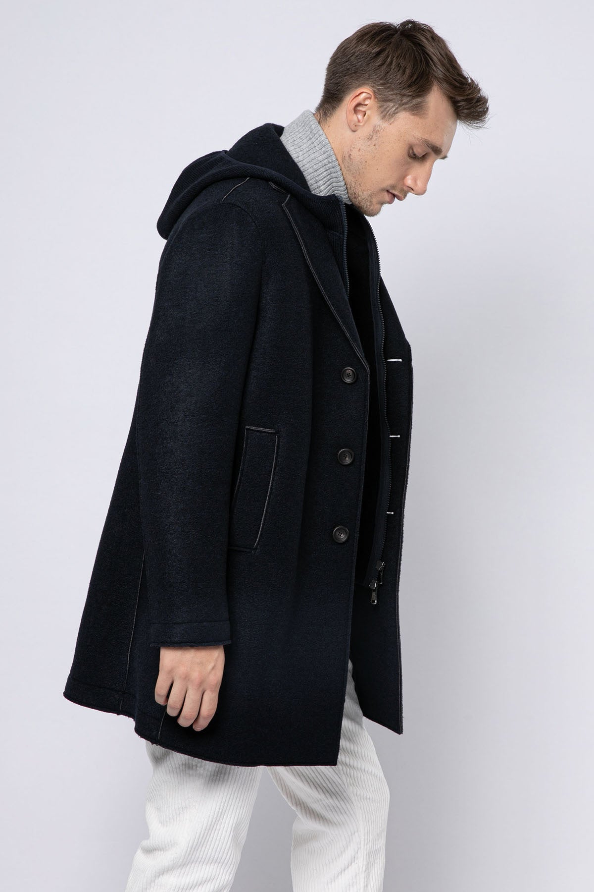 Fradi Demonte İç Yelekli Kapüşonlu Yün Palto-Libas Trendy Fashion Store