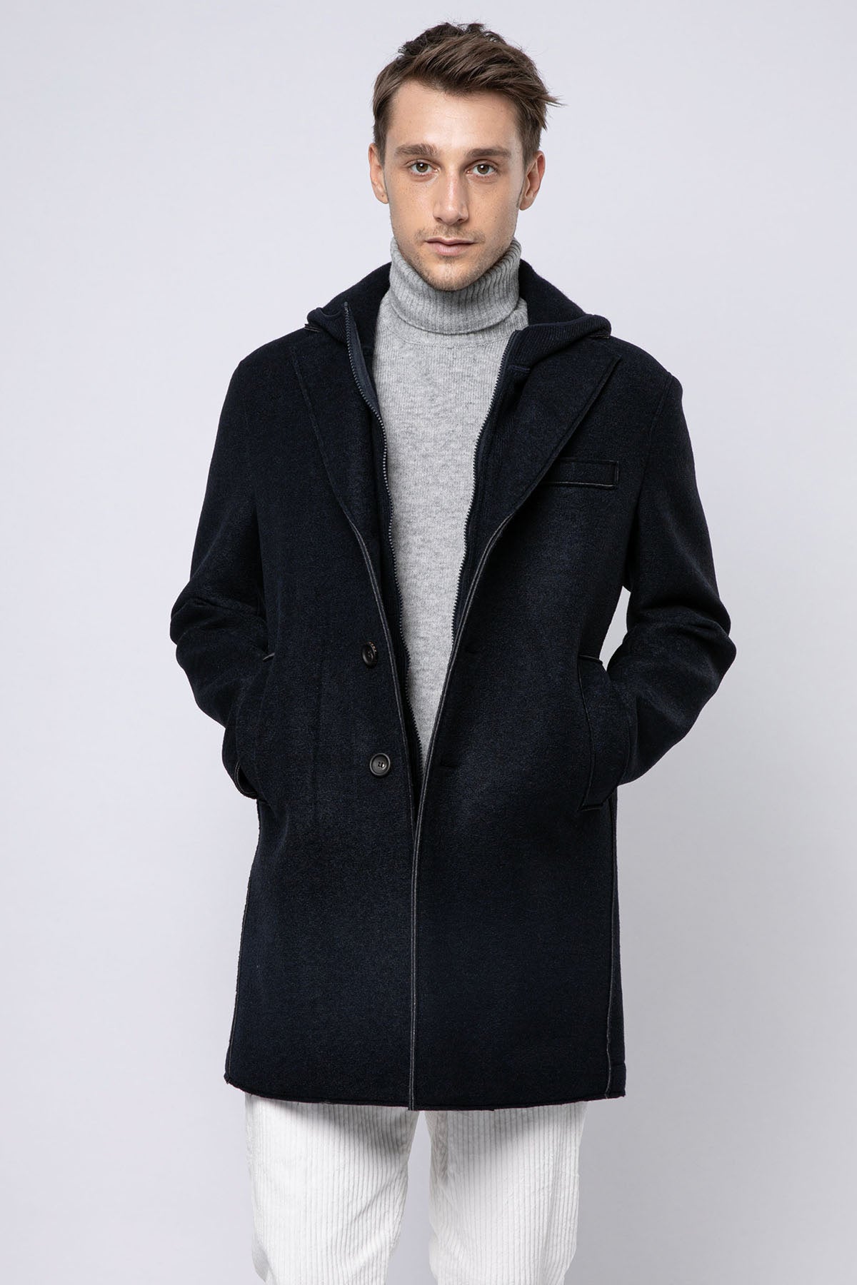 Fradi Demonte İç Yelekli Kapüşonlu Yün Palto-Libas Trendy Fashion Store