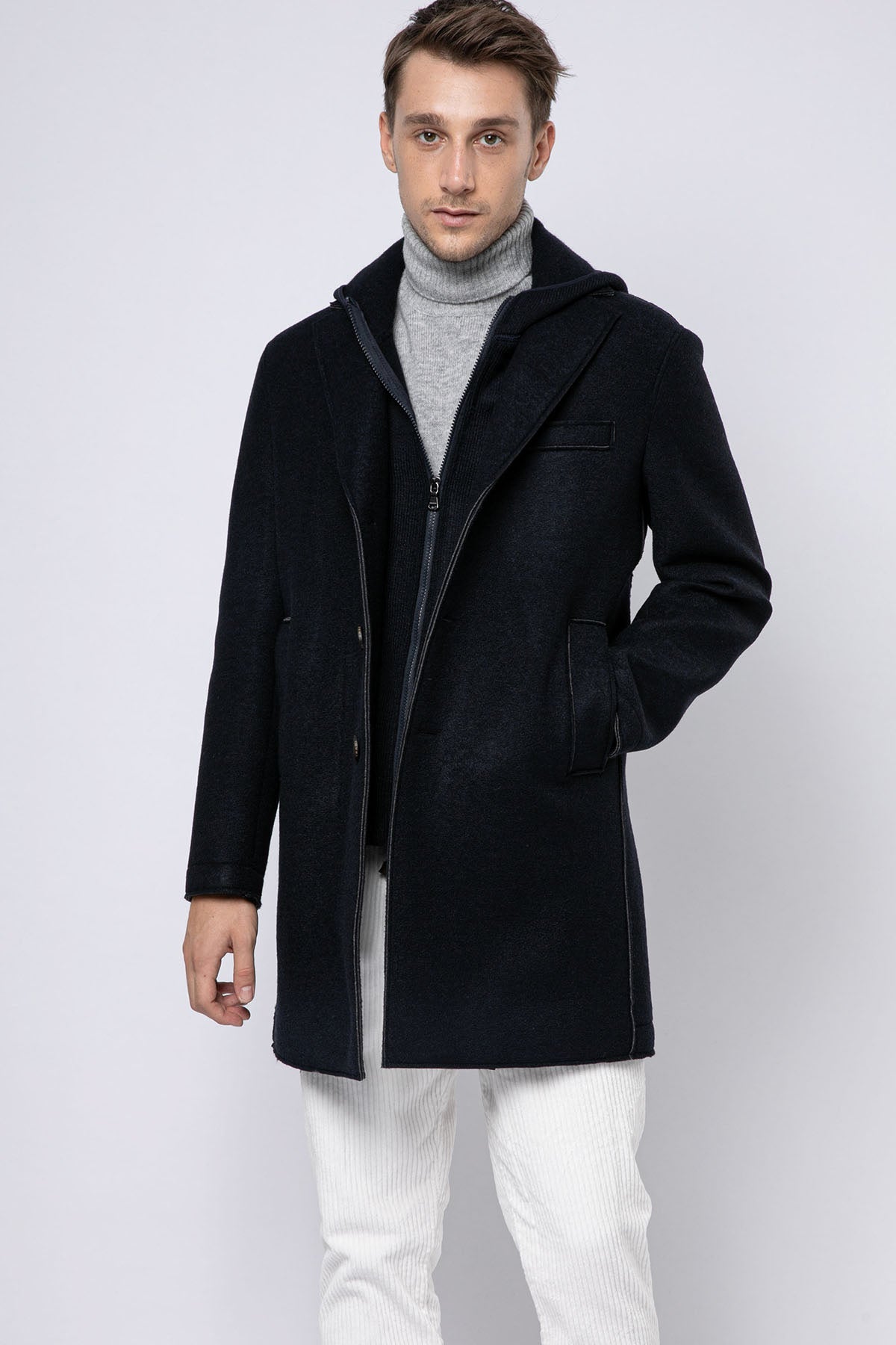 Fradi Demonte İç Yelekli Kapüşonlu Yün Palto-Libas Trendy Fashion Store