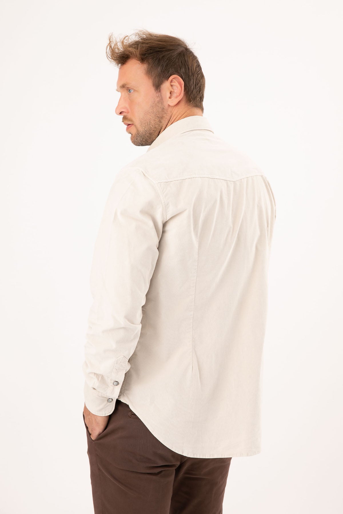 Fradi Klasik Yaka Streç Kadife Gömlek-Libas Trendy Fashion Store