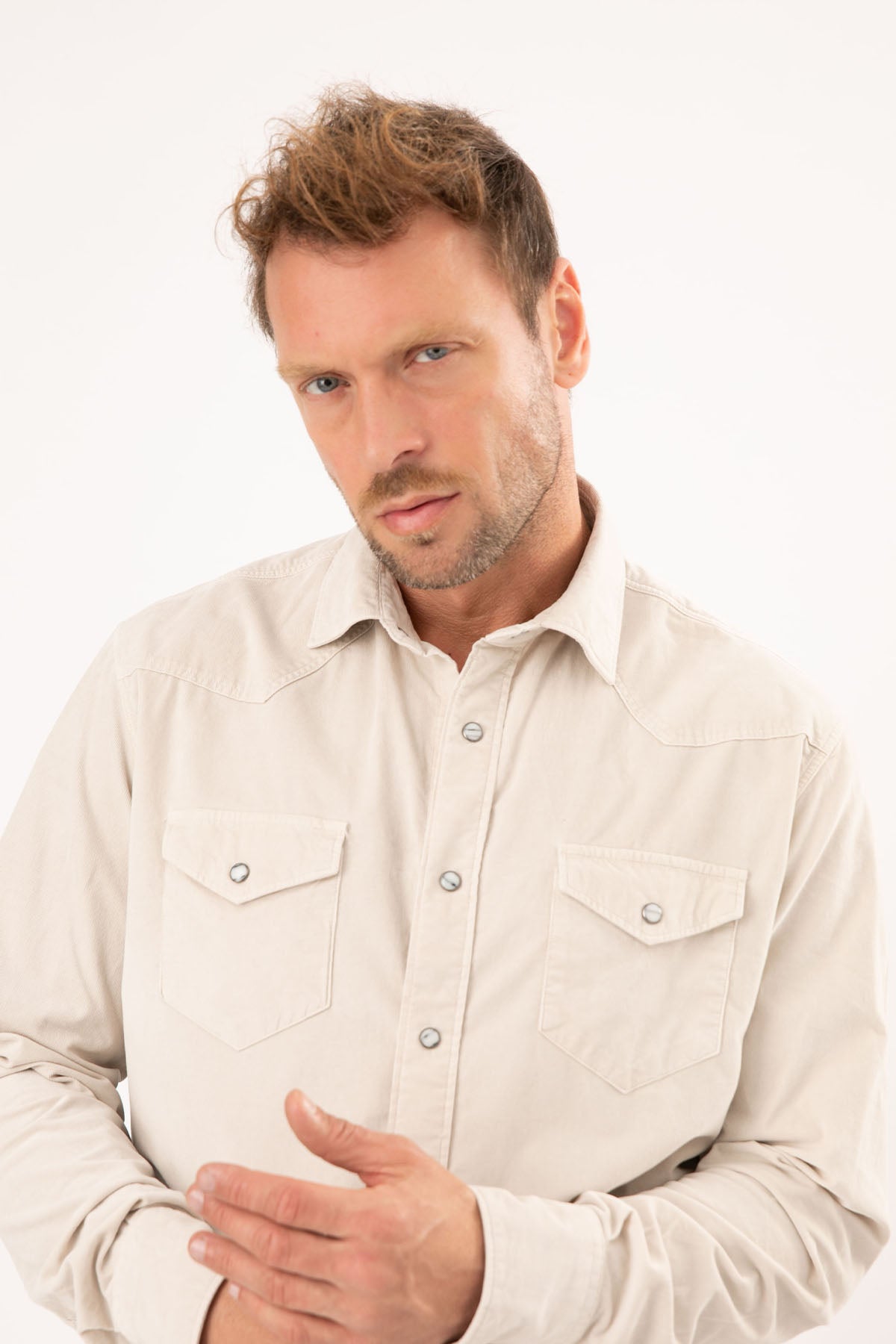 Fradi Klasik Yaka Streç Kadife Gömlek-Libas Trendy Fashion Store