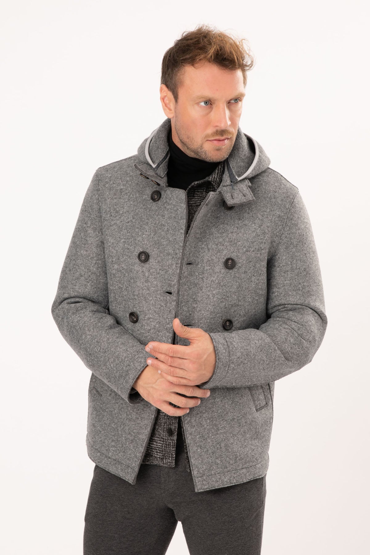 Fradi Warner Kapüşonlu Kruvaze Kaban-Libas Trendy Fashion Store