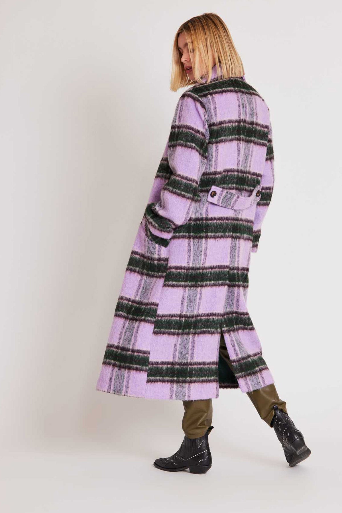 Rene Derhy Ekoseli Kruvaze Palto-Libas Trendy Fashion Store