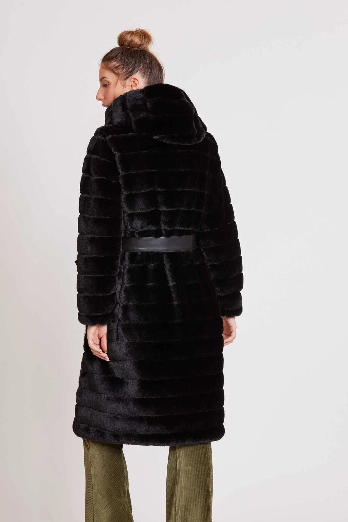 Rene Derhy Kapüşonlu Kuşaklı Kürk Kaban-Libas Trendy Fashion Store