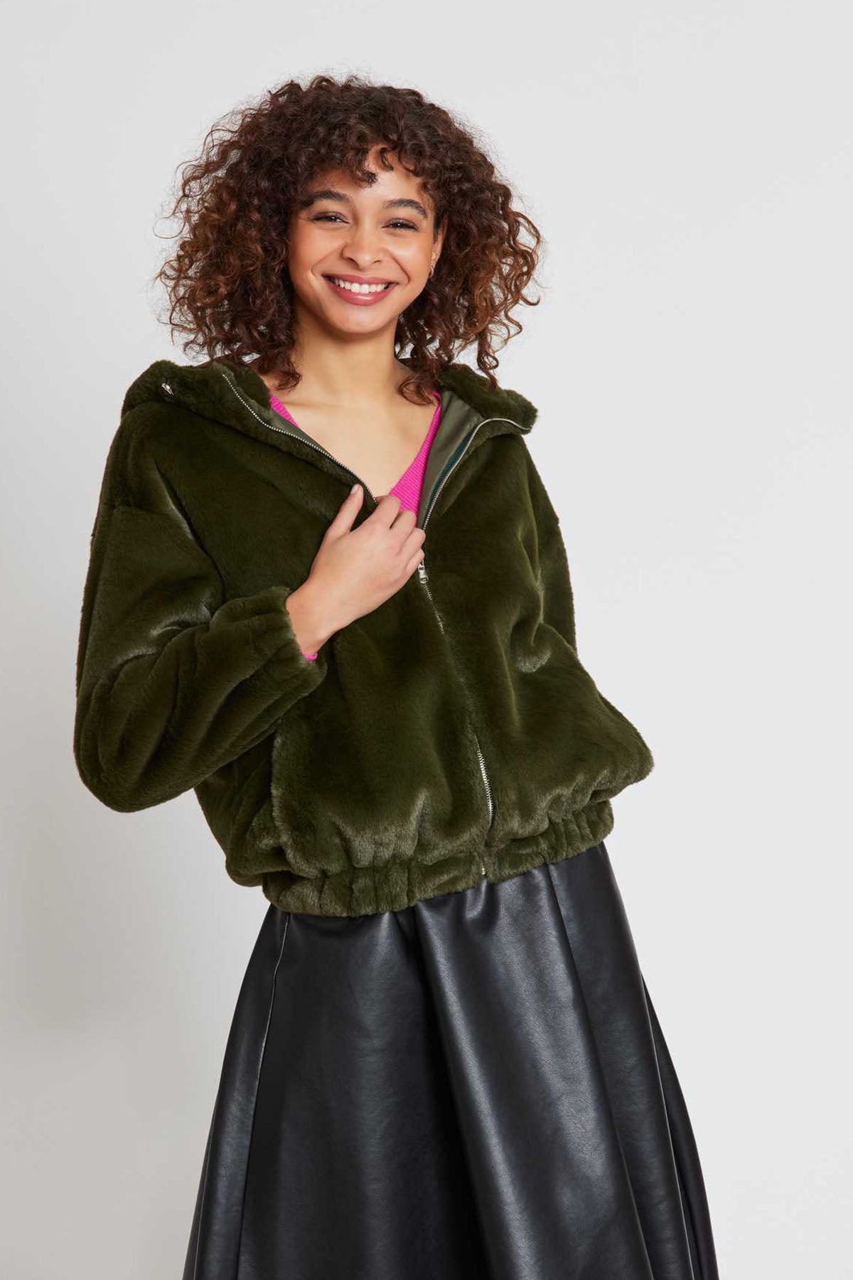 Rene Derhy Kapüşonlu Peluş Mont-Libas Trendy Fashion Store