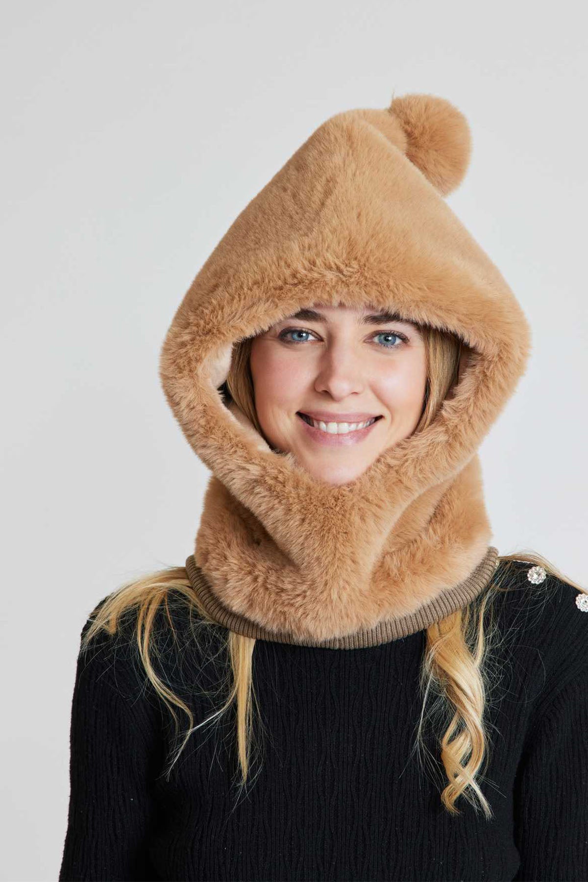 Rene Derhy Ponponlu Peluş Boyunluklu Bere-Libas Trendy Fashion Store