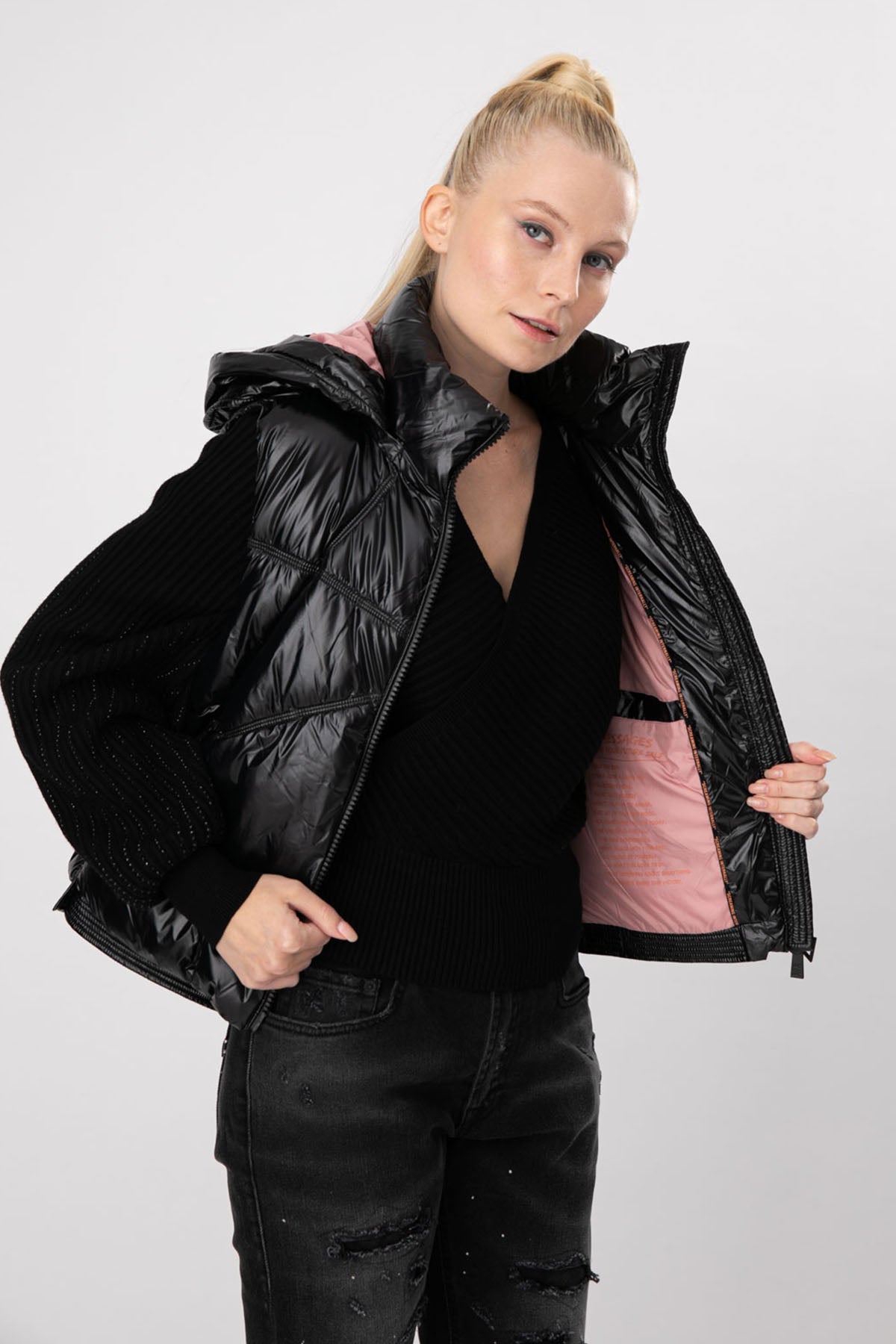 Bsb Kapüşonlu Parlak Puffer Yelek-Libas Trendy Fashion Store