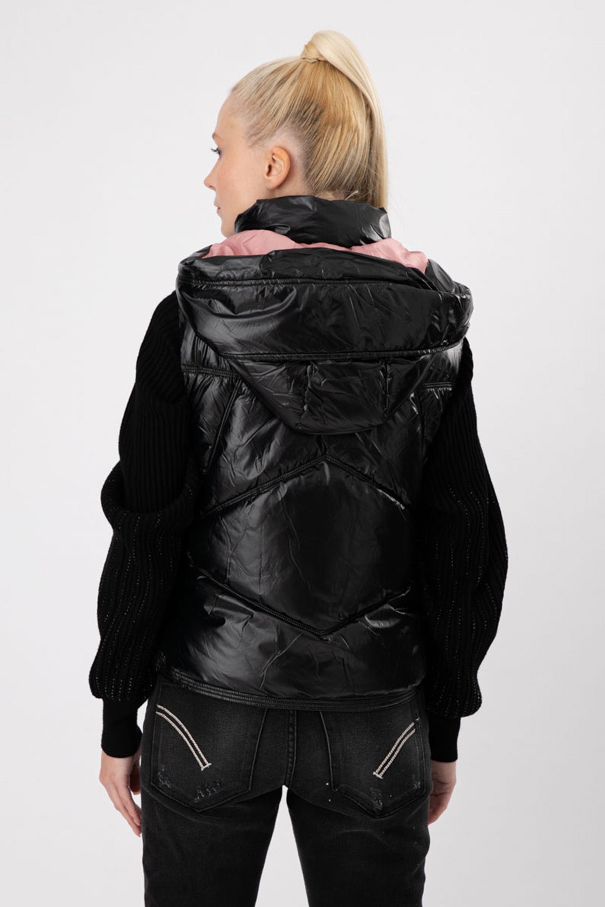 Bsb Kapüşonlu Parlak Puffer Yelek-Libas Trendy Fashion Store